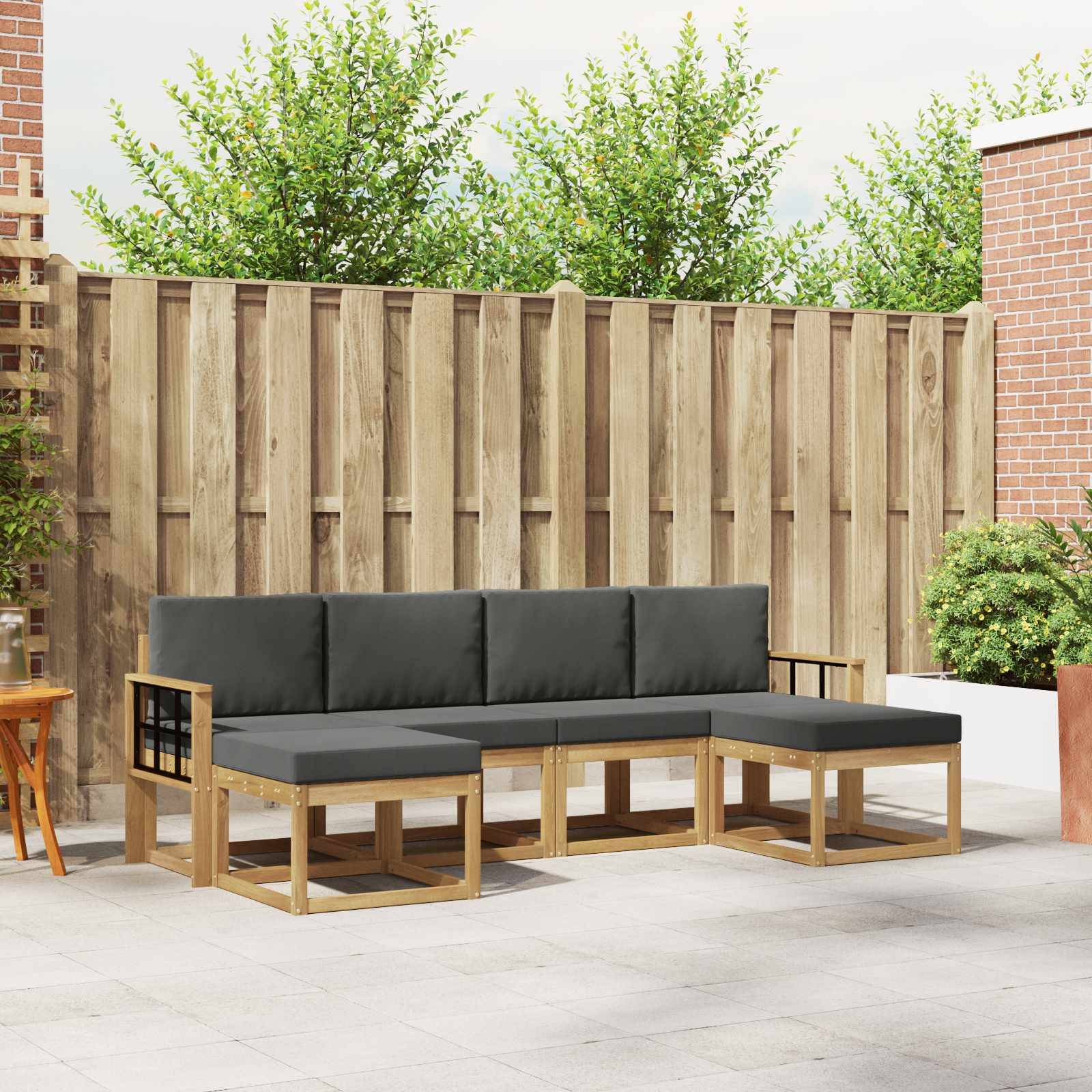 vidaXL Outdoor-Sofagarnitur 6 pcs Weiß und Anthrazit Polyester