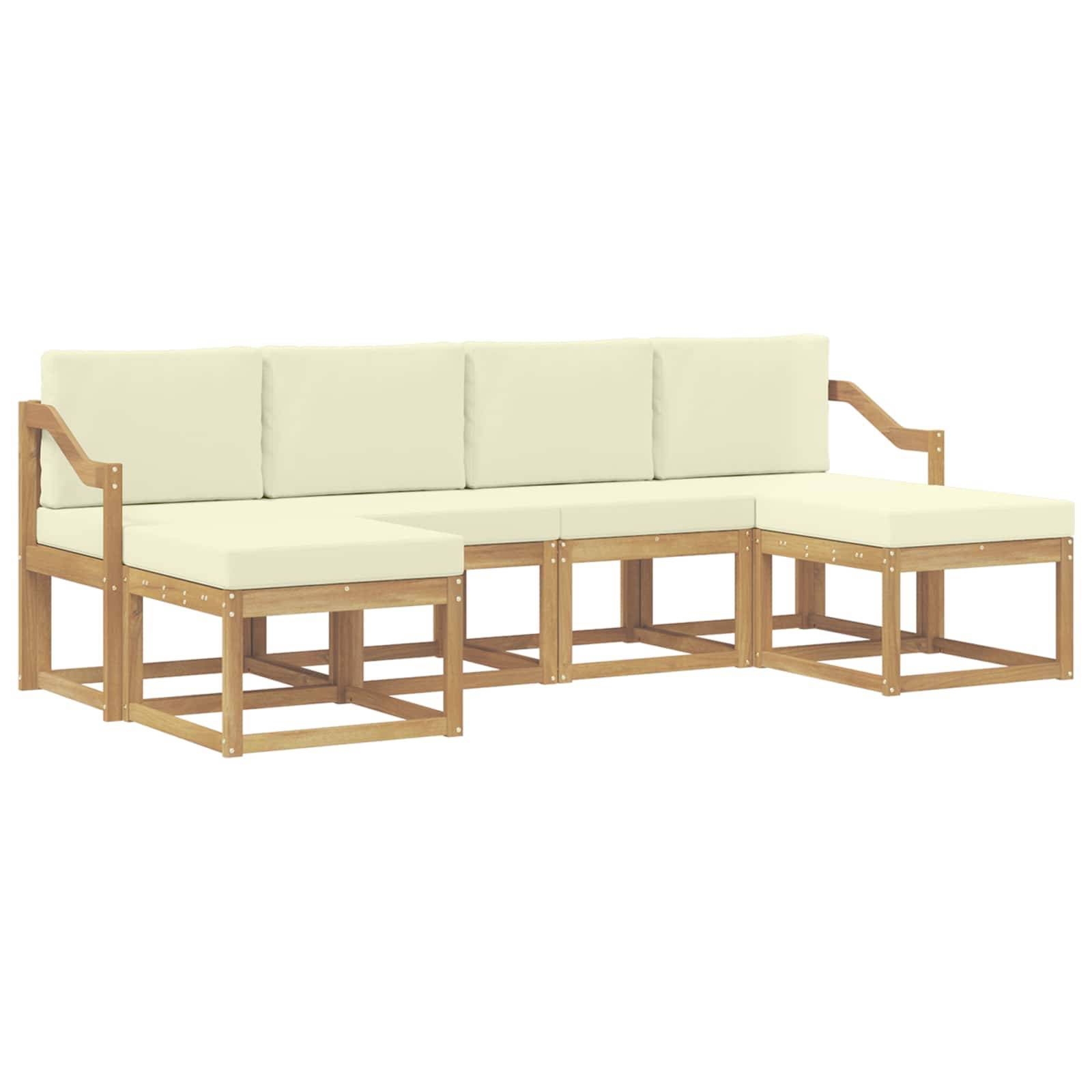 vidaXL Outdoor-Sofagarnitur mit Kissen 6 pcs Weiß und Creme Polyester