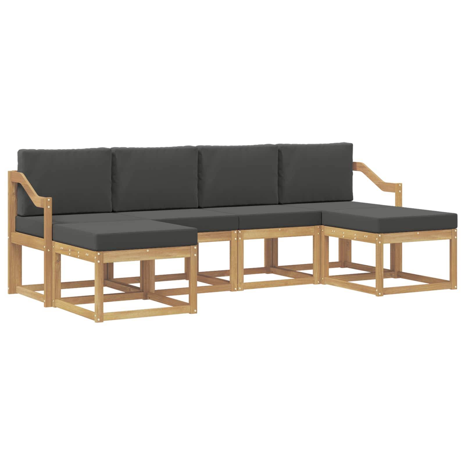vidaXL Outdoor-Sofagarnitur 6 pcs Weiß und Anthrazit Polyester