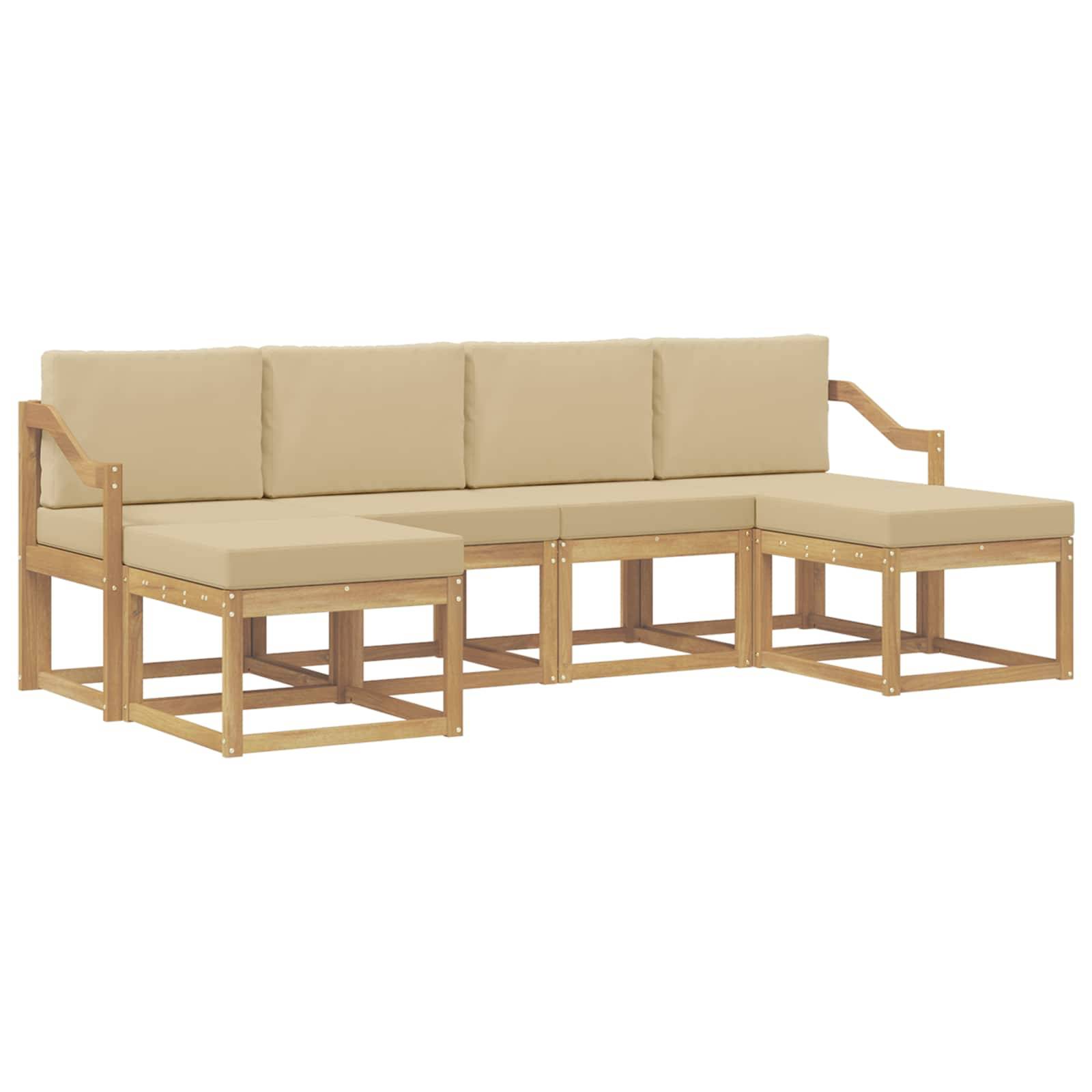 vidaXL Outdoor-Sofagarnitur mit Kissen 6 pcs Weiß und Beige Polyester