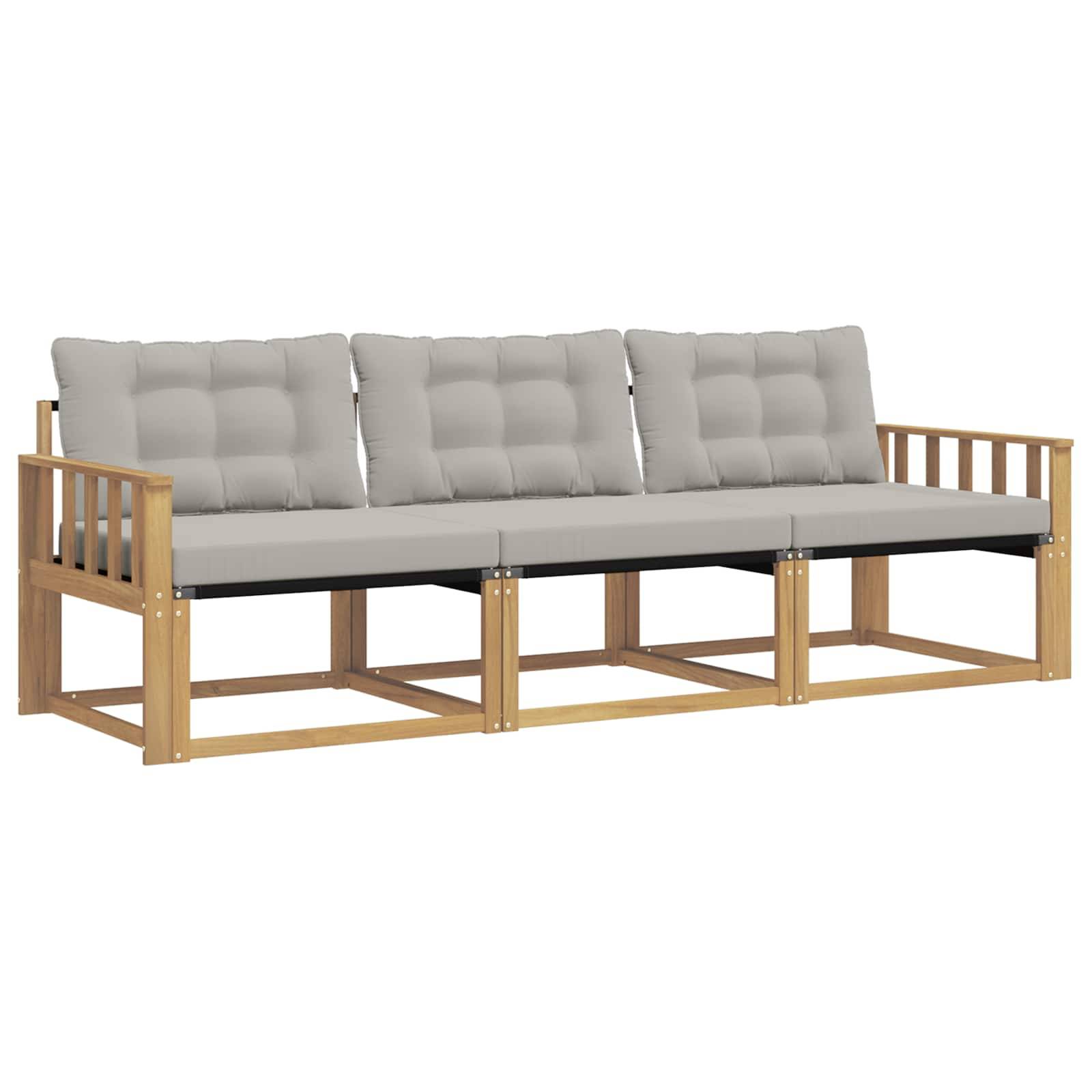 vidaXL Outdoor-Sofagarnitur mit Kissen 3 pcs Weiß und Hellgrau