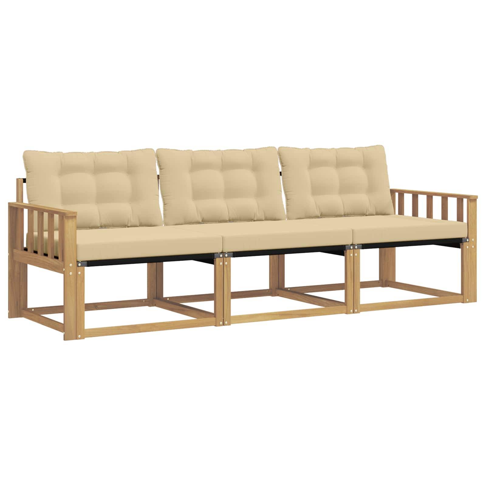 vidaXL Outdoor-Sofagarnitur mit Kissen 3 pcs Weiß und Beige
