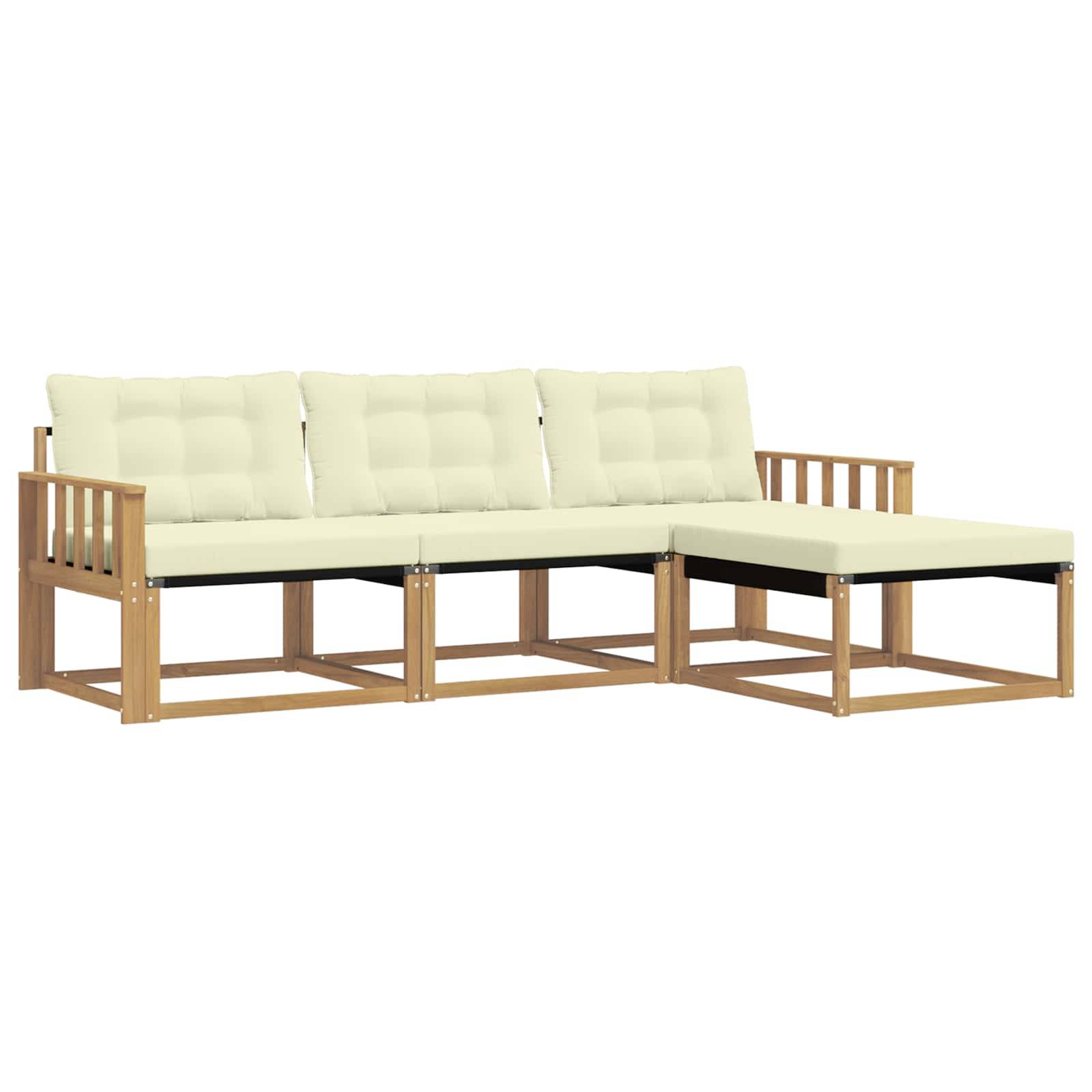 vidaXL Outdoor-Sofagarnitur mit Kissen 4 pcs Weiß und Creme