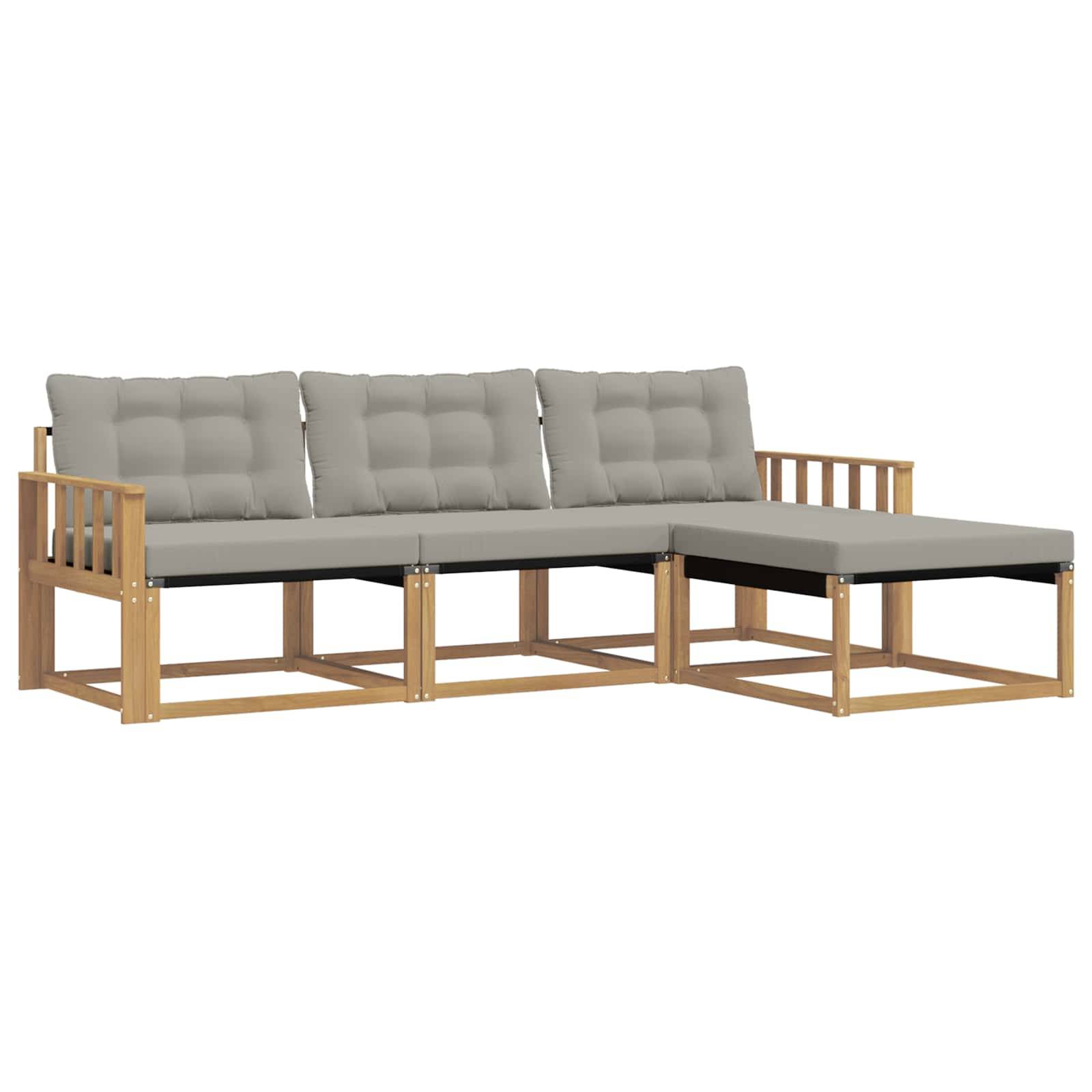 vidaXL Outdoor-Sofagarnitur mit Kissen 4 pcs Weiß und Hellgrau