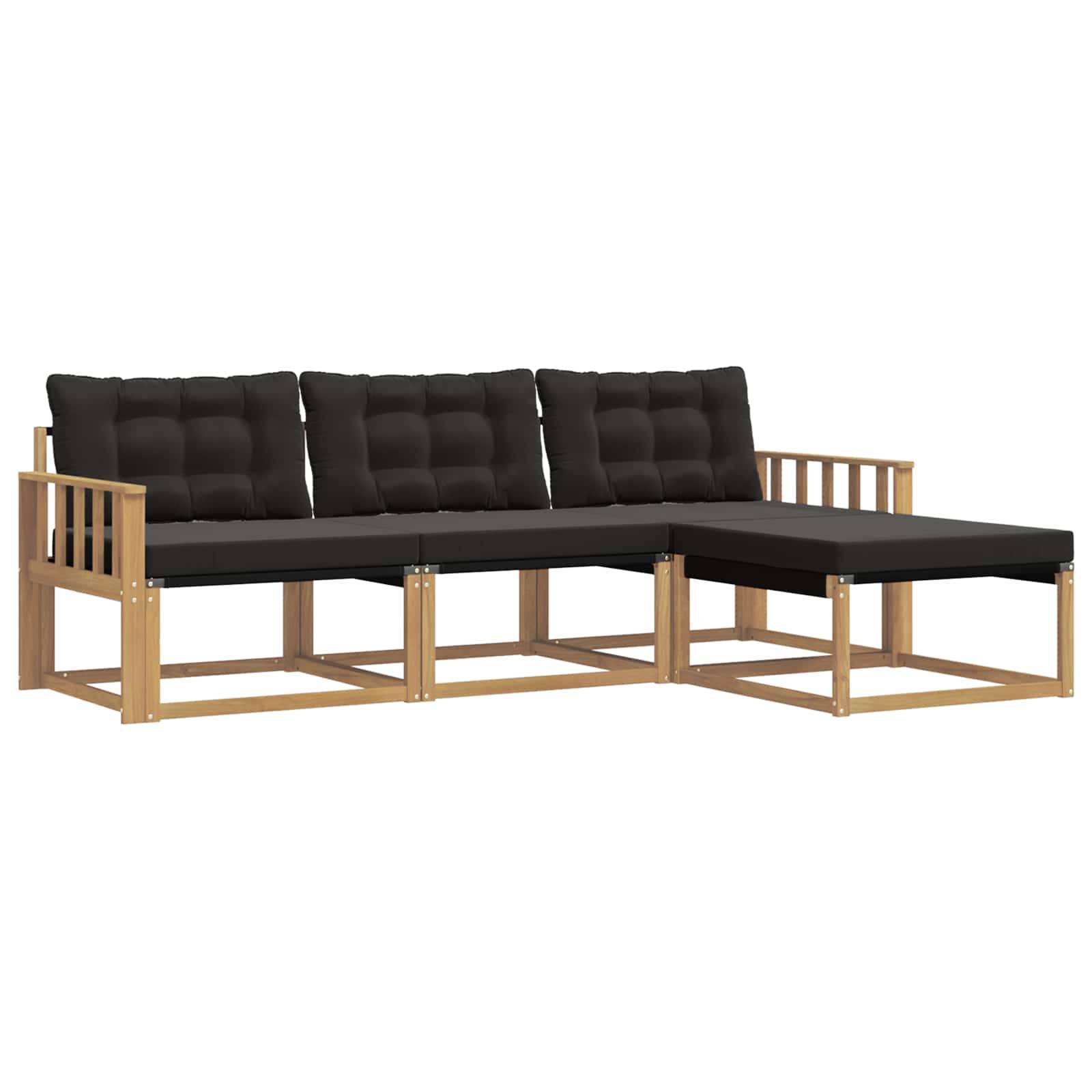 vidaXL Outdoor-Sofagarnitur mit Kissen 4 pcs Weiß und Schwarz