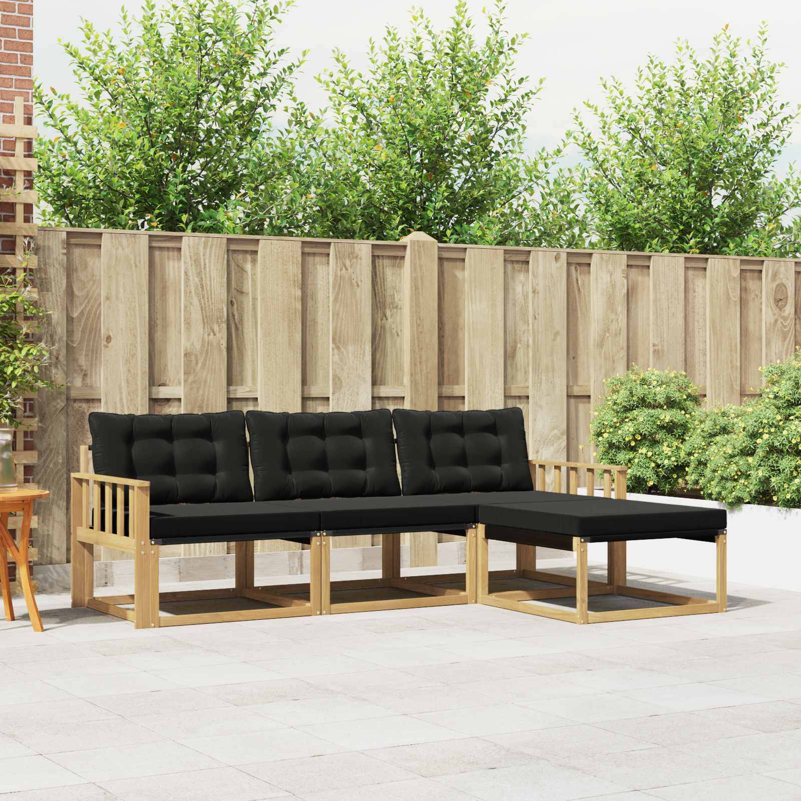 vidaXL Outdoor-Sofagarnitur mit Kissen 4 pcs Weiß und Schwarz