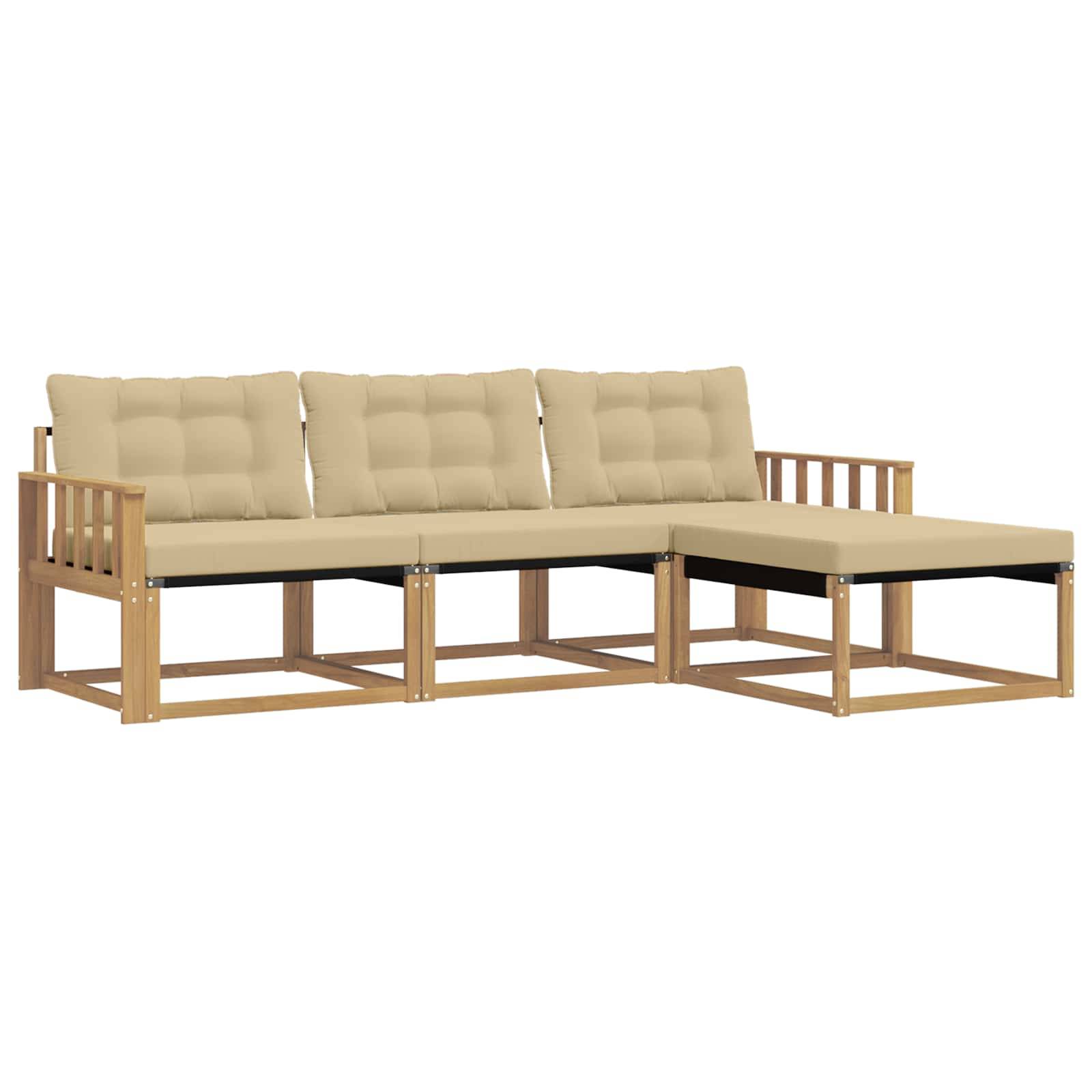 vidaXL Outdoor-Sofagarnitur mit Kissen 4 pcs Weiß und Beige
