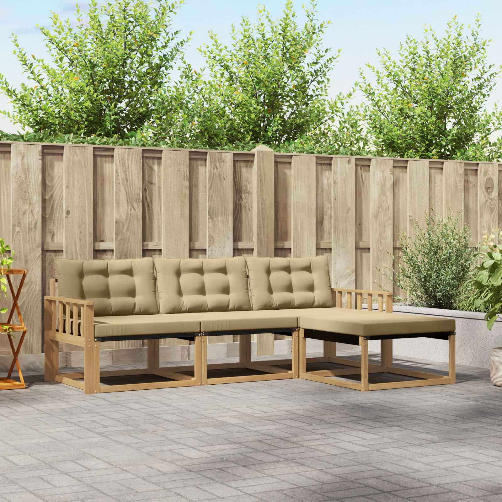 vidaXL Outdoor-Sofagarnitur mit Kissen 4 pcs Weiß und Beige