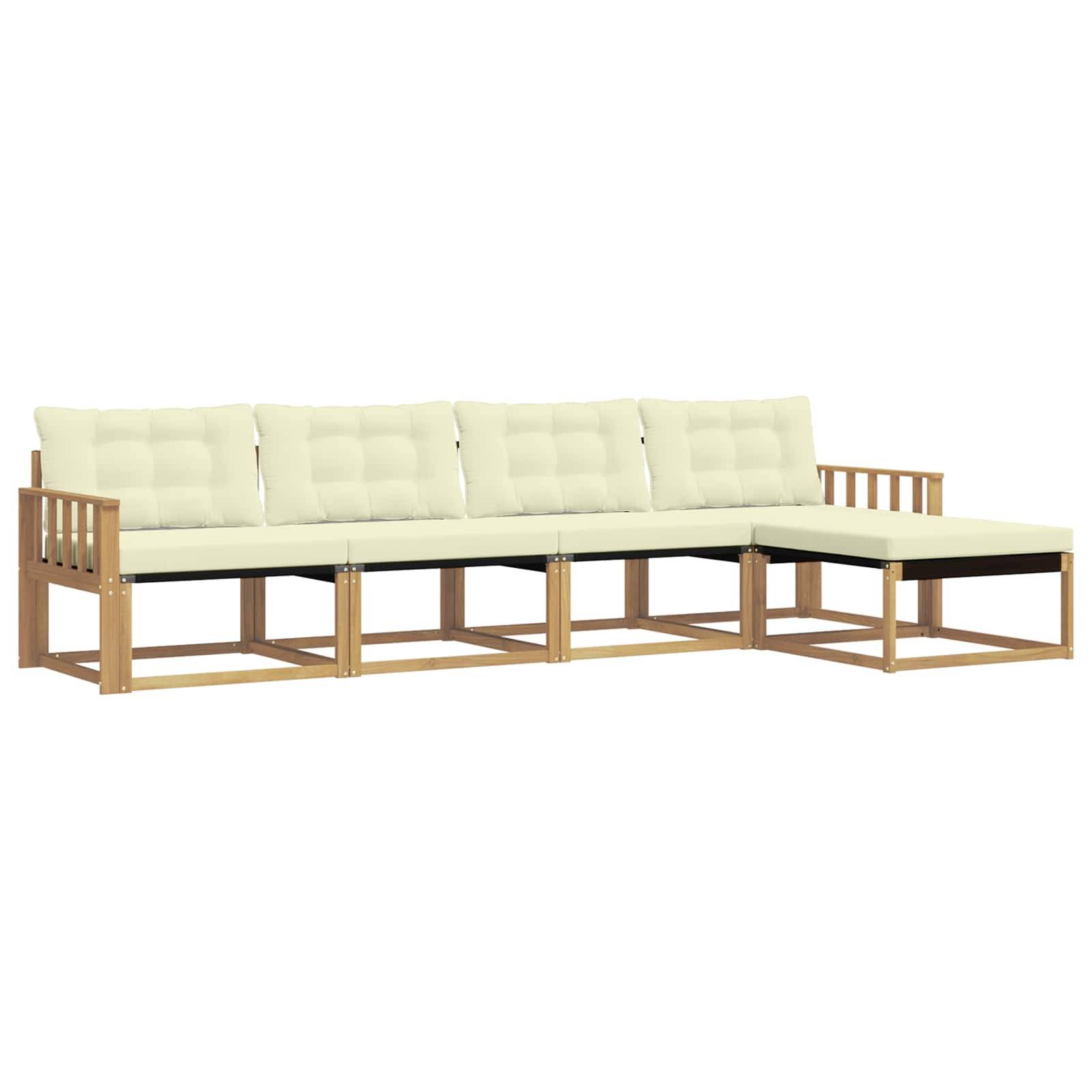 vidaXL Outdoor-Sofagarnitur mit Kissen 5 pcs Weiß und Creme