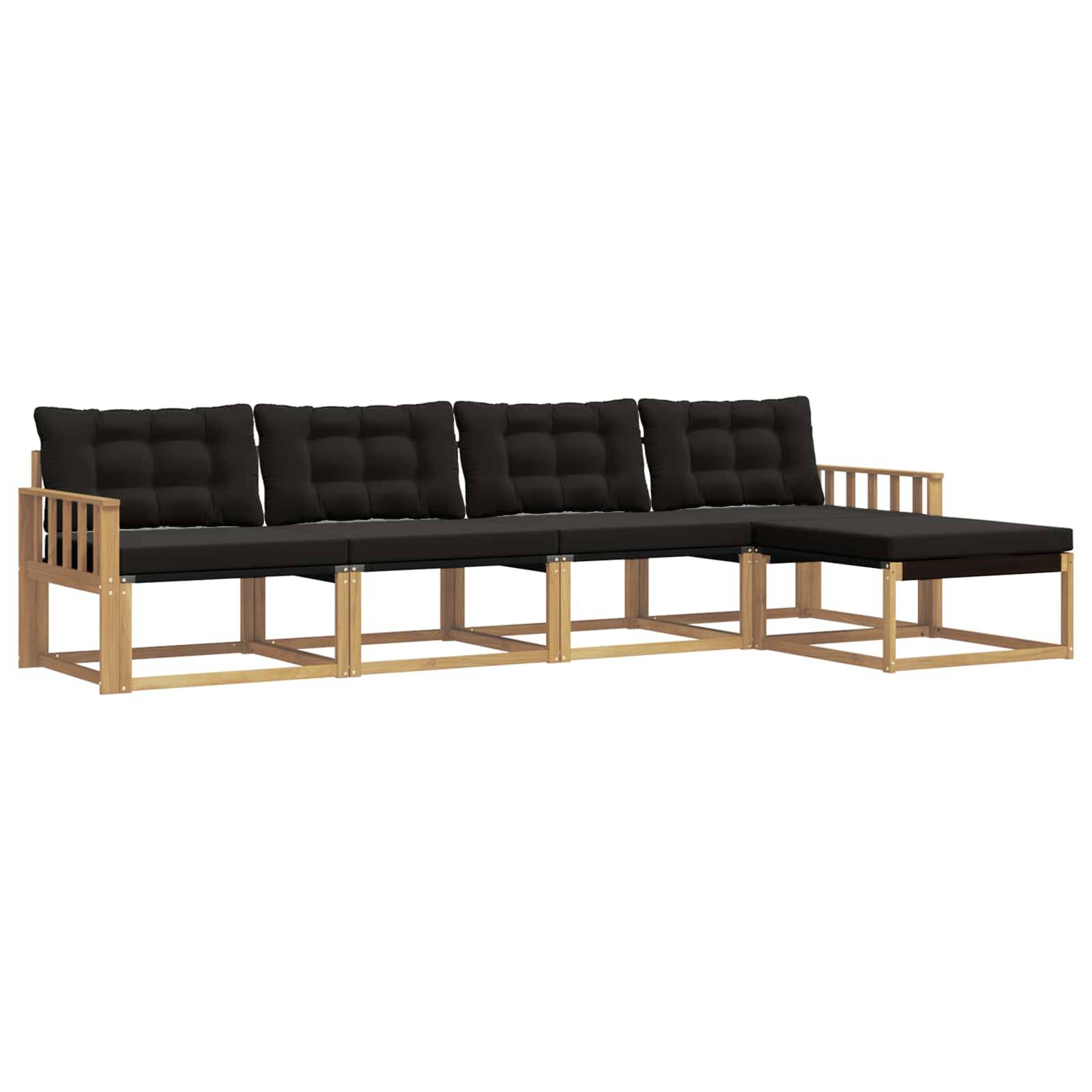 vidaXL Outdoor-Sofagarnitur mit Kissen 5 pcs Weiß und Schwarz