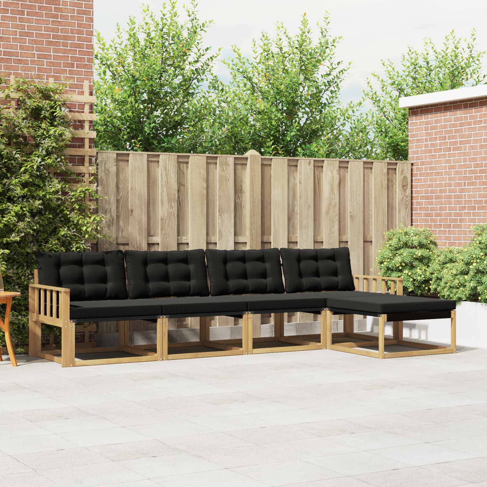 vidaXL Outdoor-Sofagarnitur mit Kissen 5 pcs Weiß und Schwarz