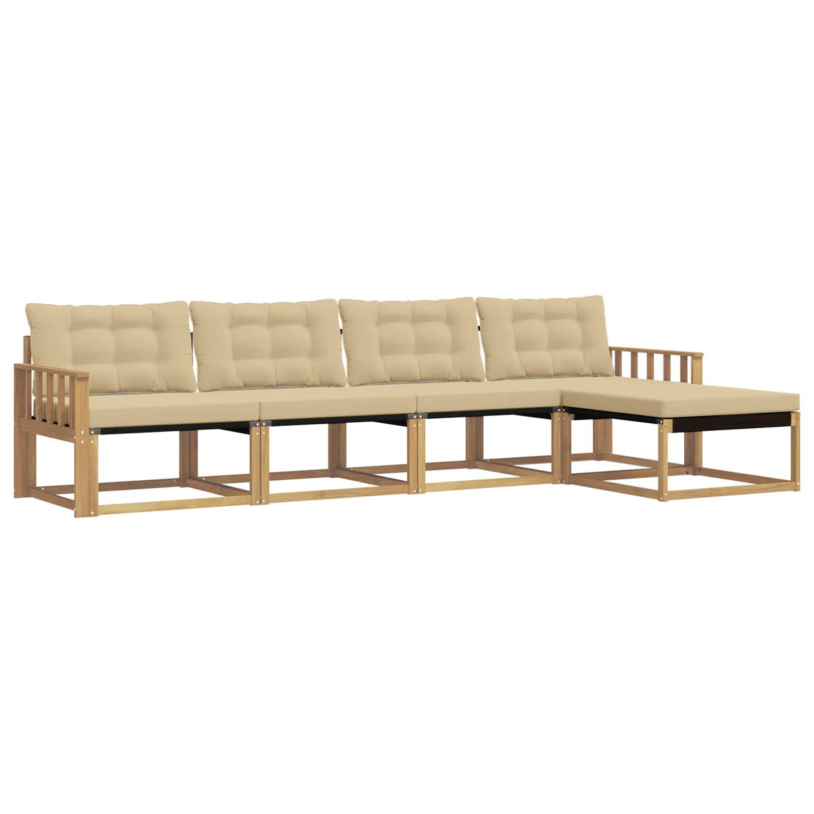 vidaXL Outdoor-Sofagarnitur mit Kissen 5 pcs Weiß und Beige