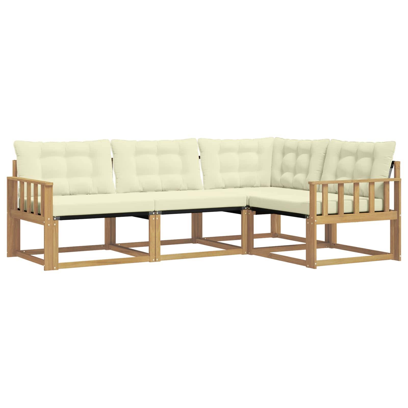 vidaXL Outdoor-Sofagarnitur mit Kissen 4 pcs Weiß und Creme