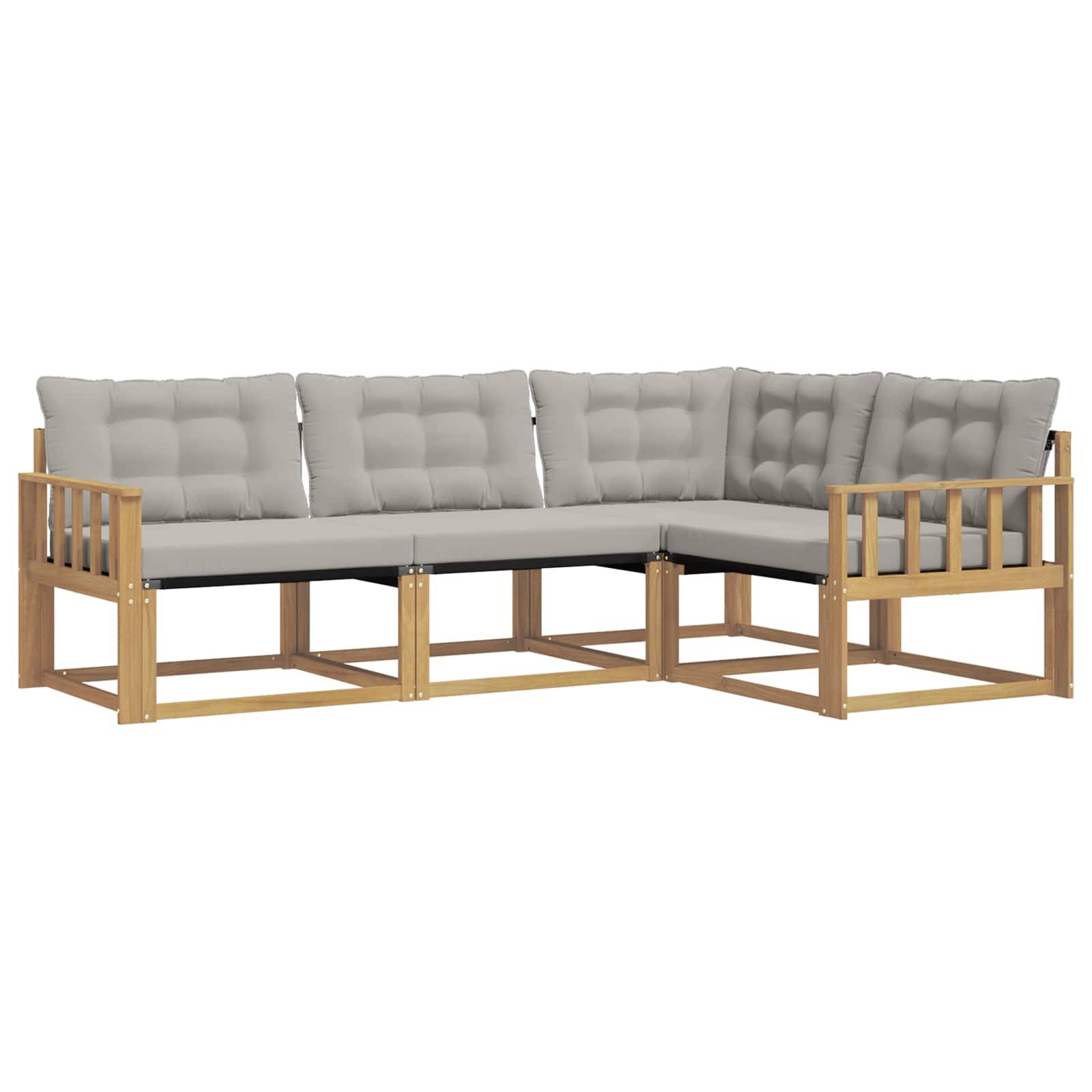 vidaXL Outdoor-Sofagarnitur mit Kissen 4 pcs Weiß und Hellgrau