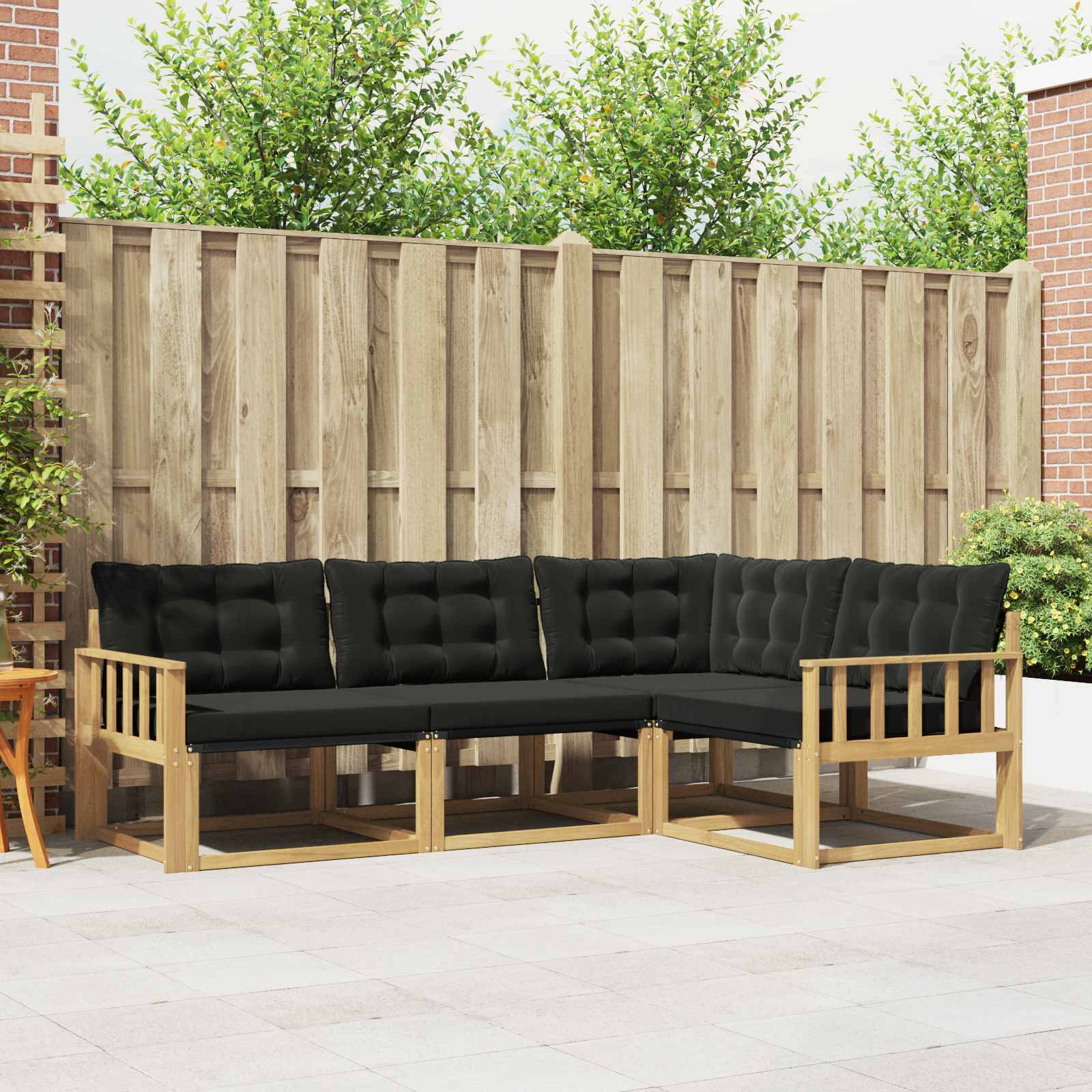 vidaXL Outdoor-Sofagarnitur mit Kissen 4 pcs Weiß und Schwarz