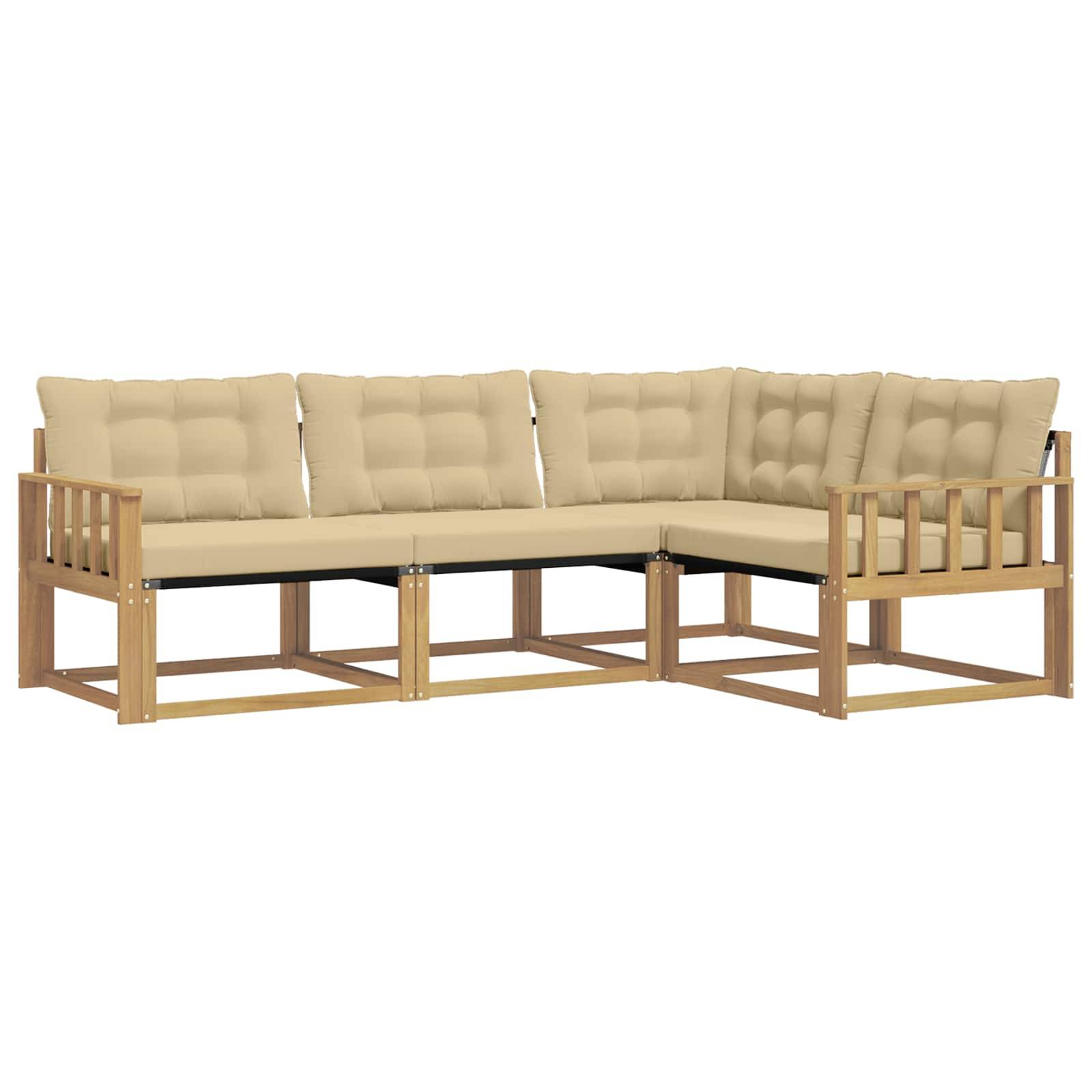 vidaXL Outdoor-Sofagarnitur mit Kissen 4 pcs Weiß und Beige