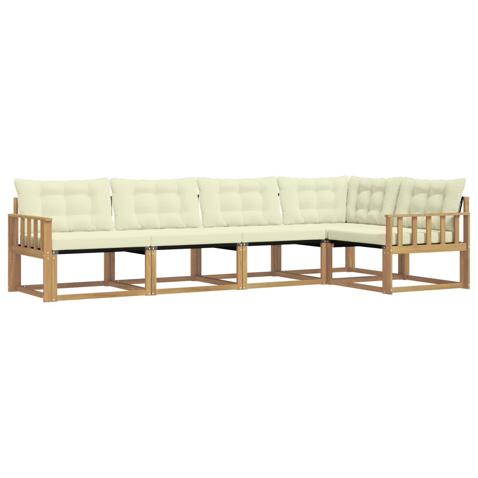 vidaXL Outdoor-Sofagarnitur mit Kissen 5 pcs Weiß und Creme