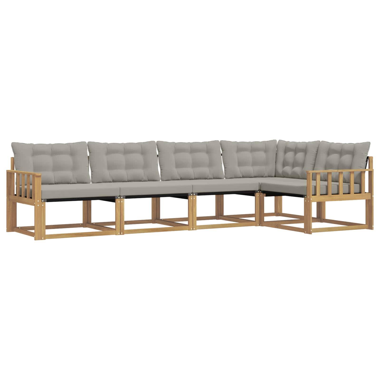 vidaXL Outdoor-Sofagarnitur mit Kissen 5 pcs Weiß und Hellgrau