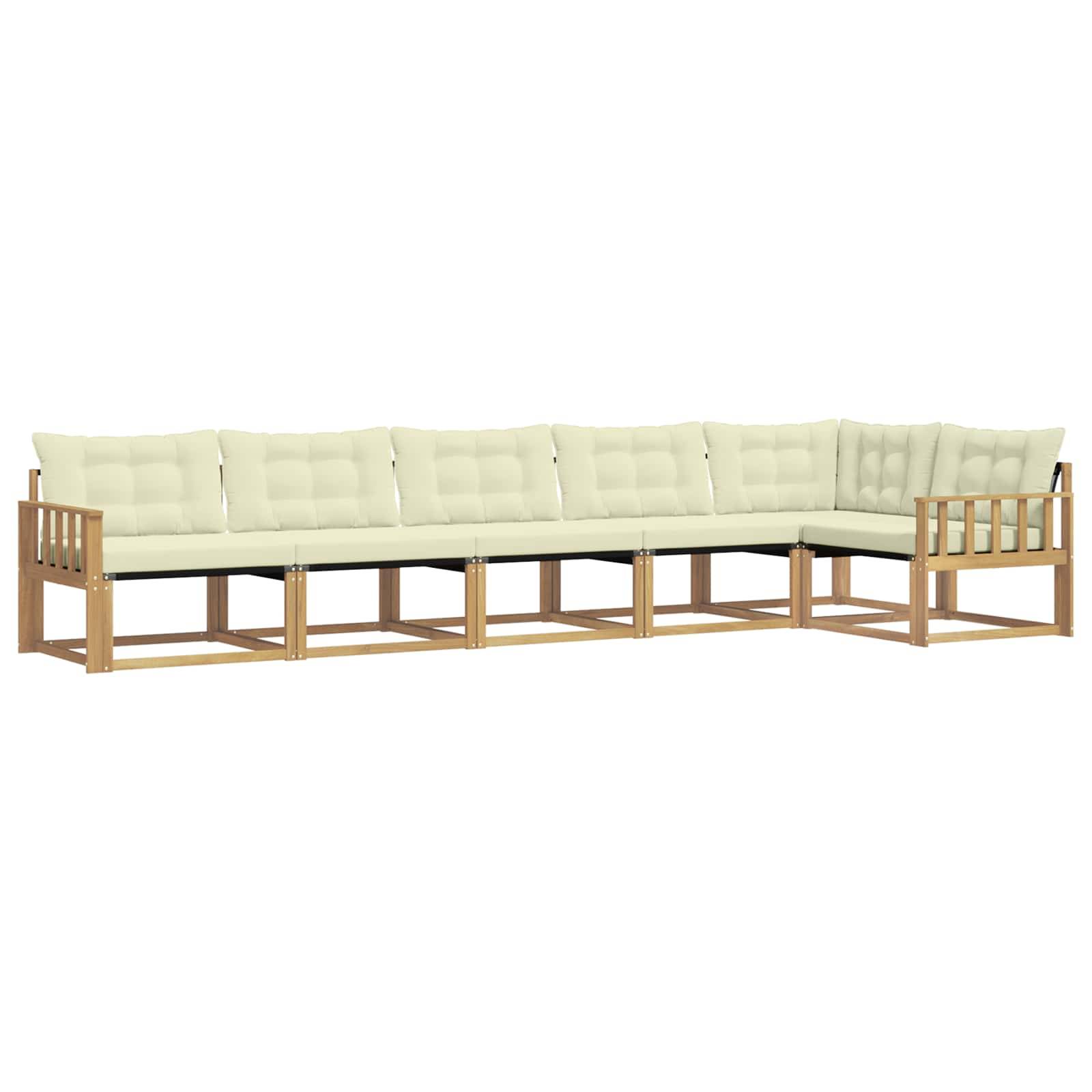 vidaXL Outdoor-Sofagarnitur mit Kissen 6 pcs Weiß und Creme