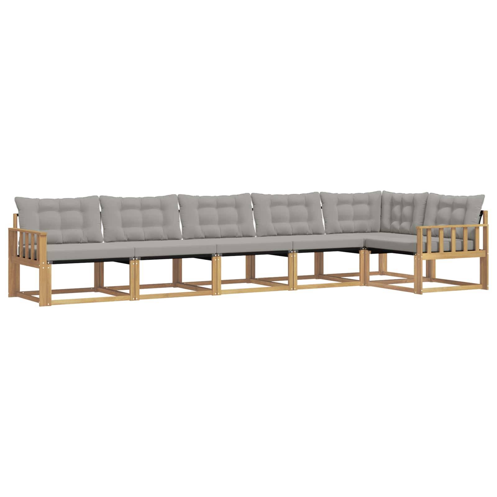 vidaXL Outdoor-Sofagarnitur mit Kissen 6 pcs Weiß und Hellgrau
