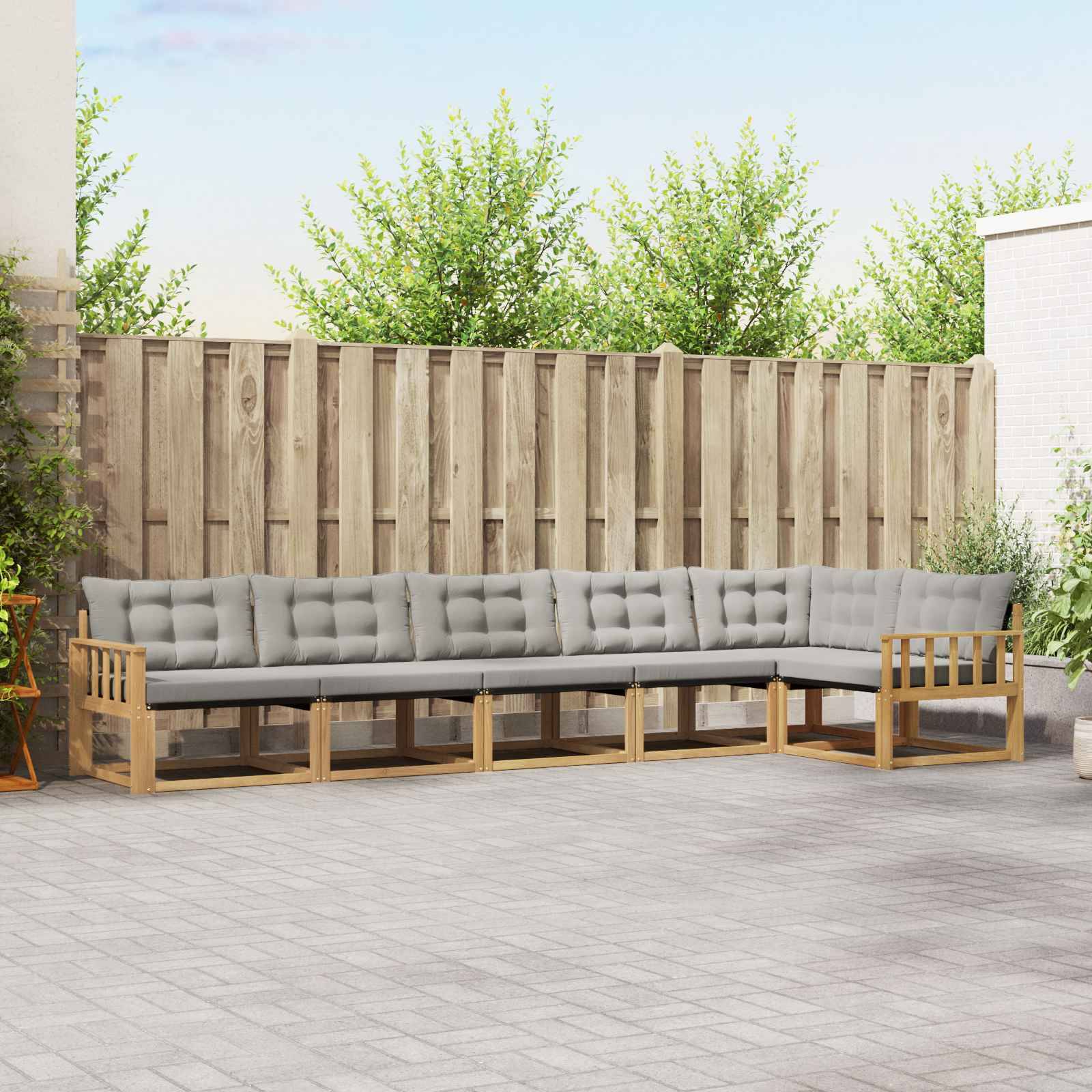 vidaXL Outdoor-Sofagarnitur mit Kissen 6 pcs Weiß und Hellgrau