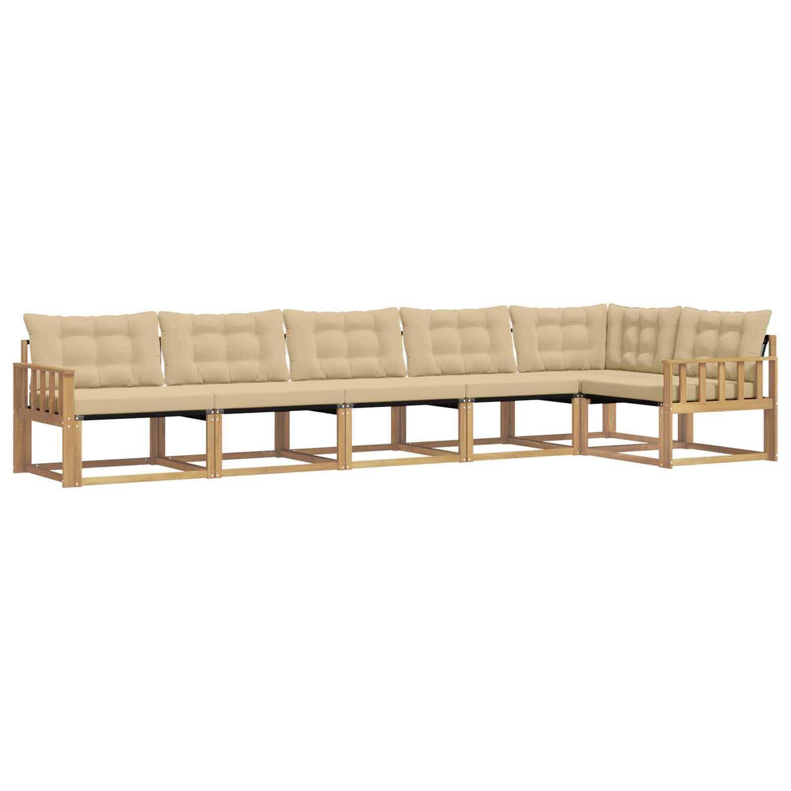 vidaXL Outdoor-Sofagarnitur mit Kissen 6 pcs Weiß und Beige