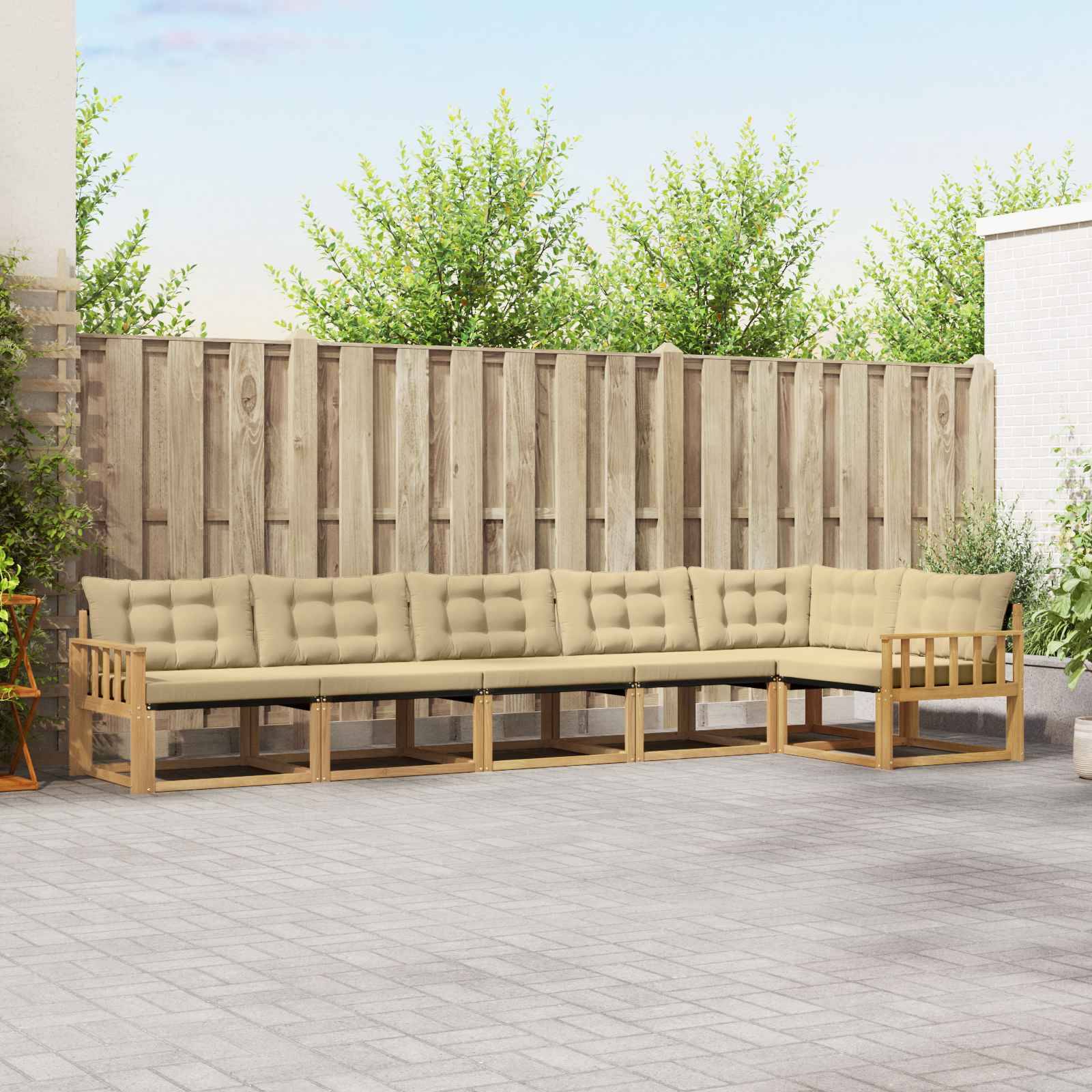 vidaXL Outdoor-Sofagarnitur mit Kissen 6 pcs Weiß und Beige