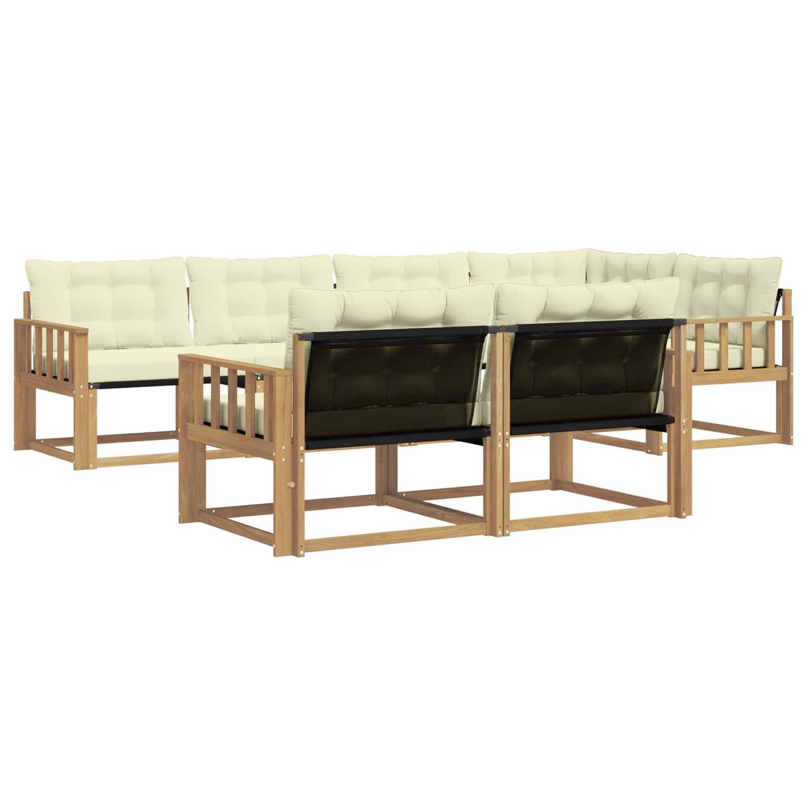 vidaXL Outdoor-Sofagarnitur mit Kissen 7 pcs Weiß und Creme