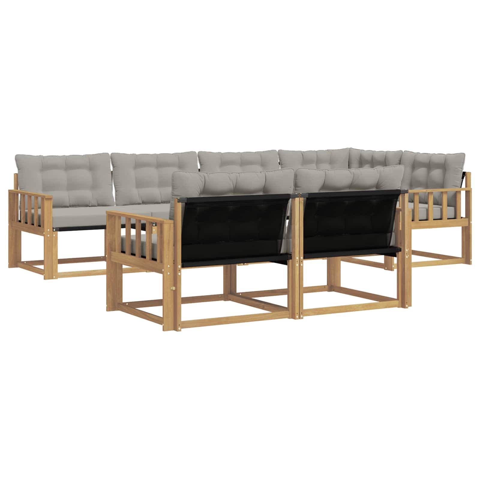 vidaXL Outdoor-Sofagarnitur mit Kissen 7 pcs Weiß und Hellgrau