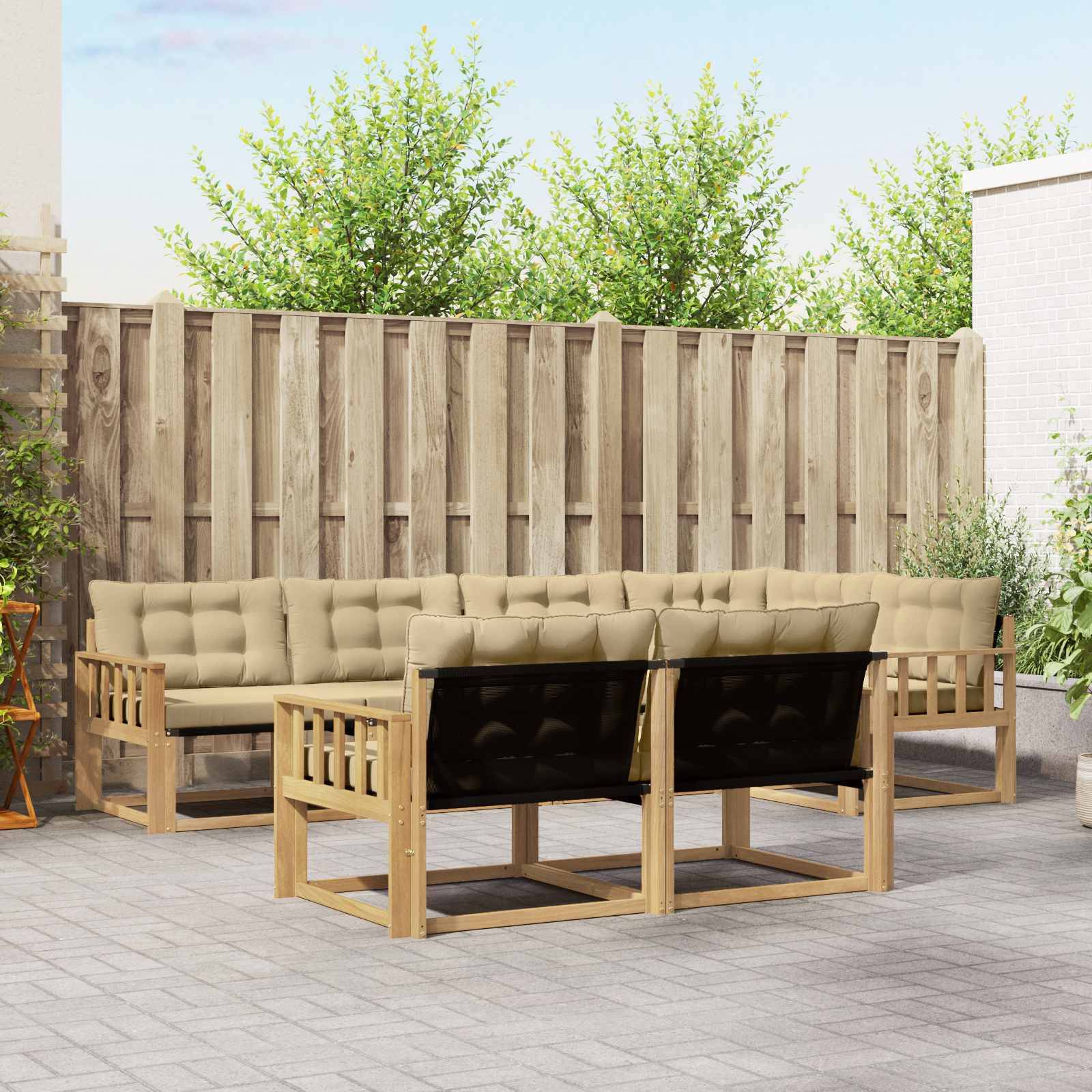 vidaXL Outdoor-Sofagarnitur mit Kissen 7 pcs Weiß und Beige