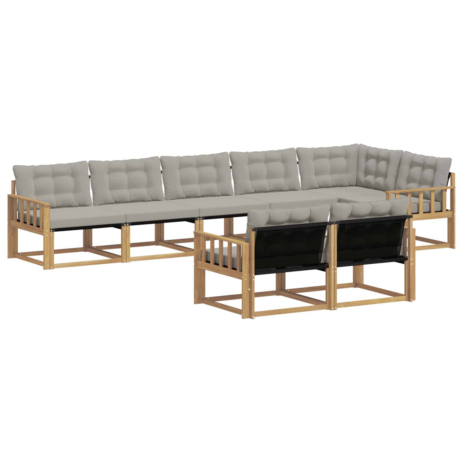 vidaXL Outdoor-Sofagarnitur mit Kissen 8 pcs Weiß und Hellgrau