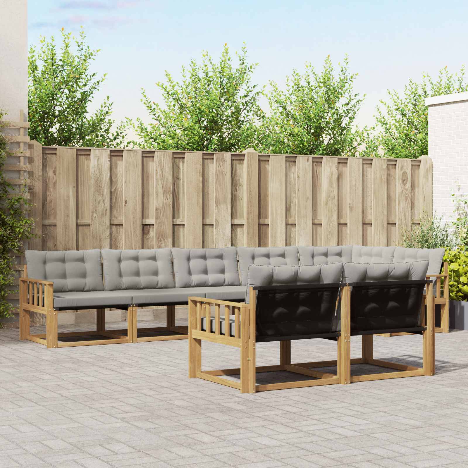 vidaXL Outdoor-Sofagarnitur mit Kissen 8 pcs Weiß und Hellgrau