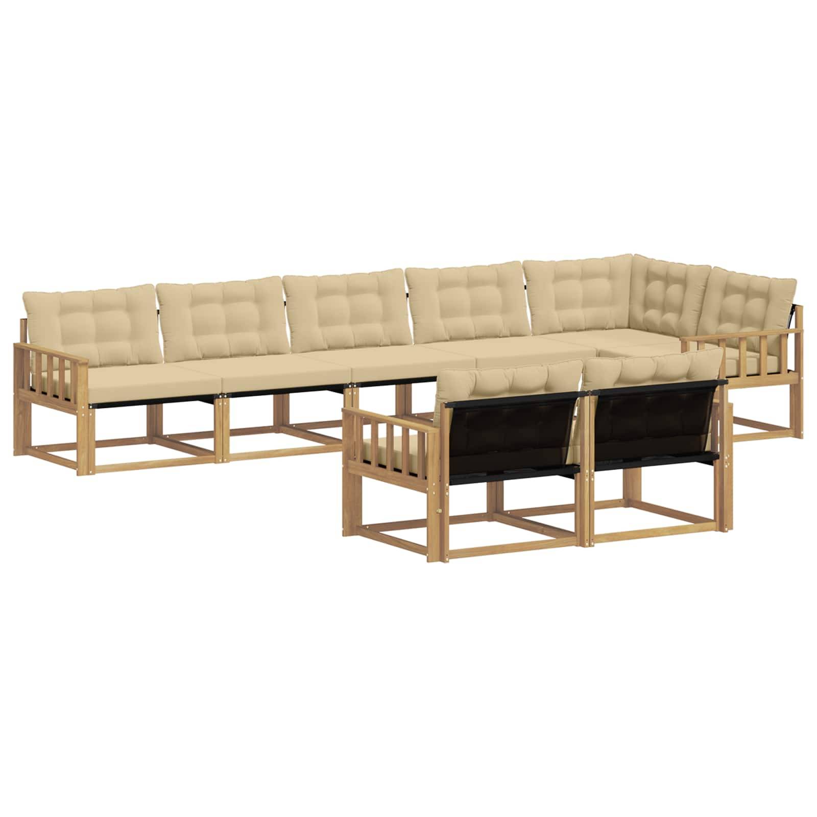 vidaXL Outdoor-Sofagarnitur mit Kissen 8 pcs Weiß und Beige