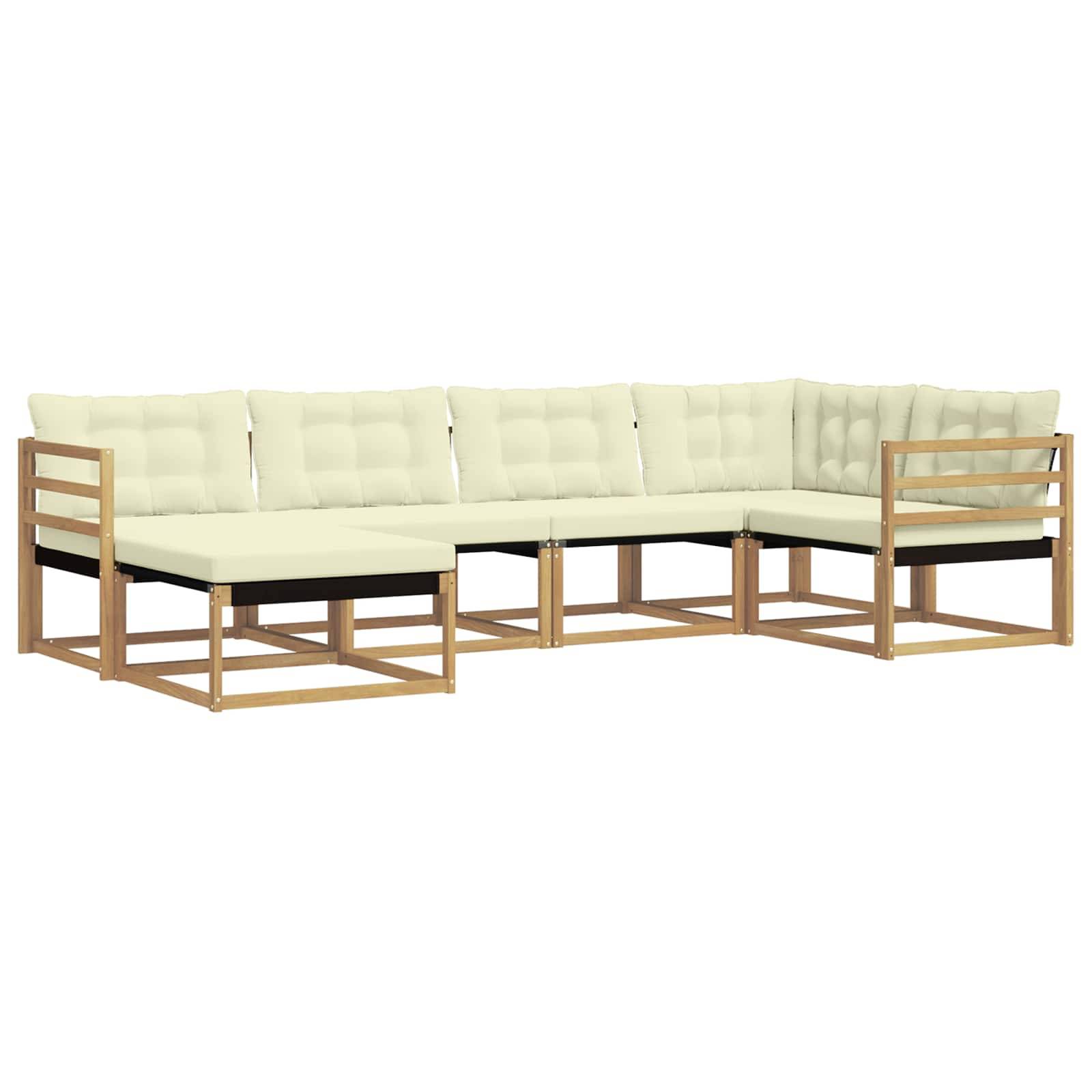 vidaXL Outdoor-Sofagarnitur mit Kissen 6 pcs Weiß und Creme