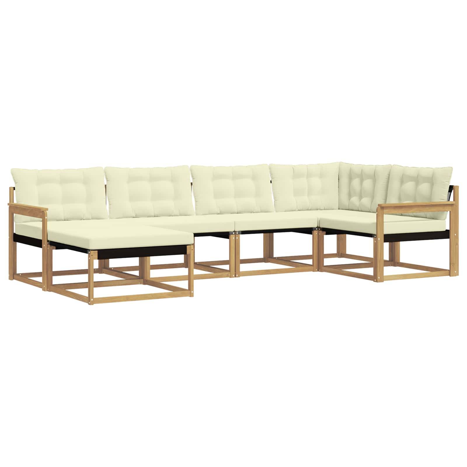 vidaXL Outdoor-Sofagarnitur mit Kissen 6 pcs Weiß und Creme