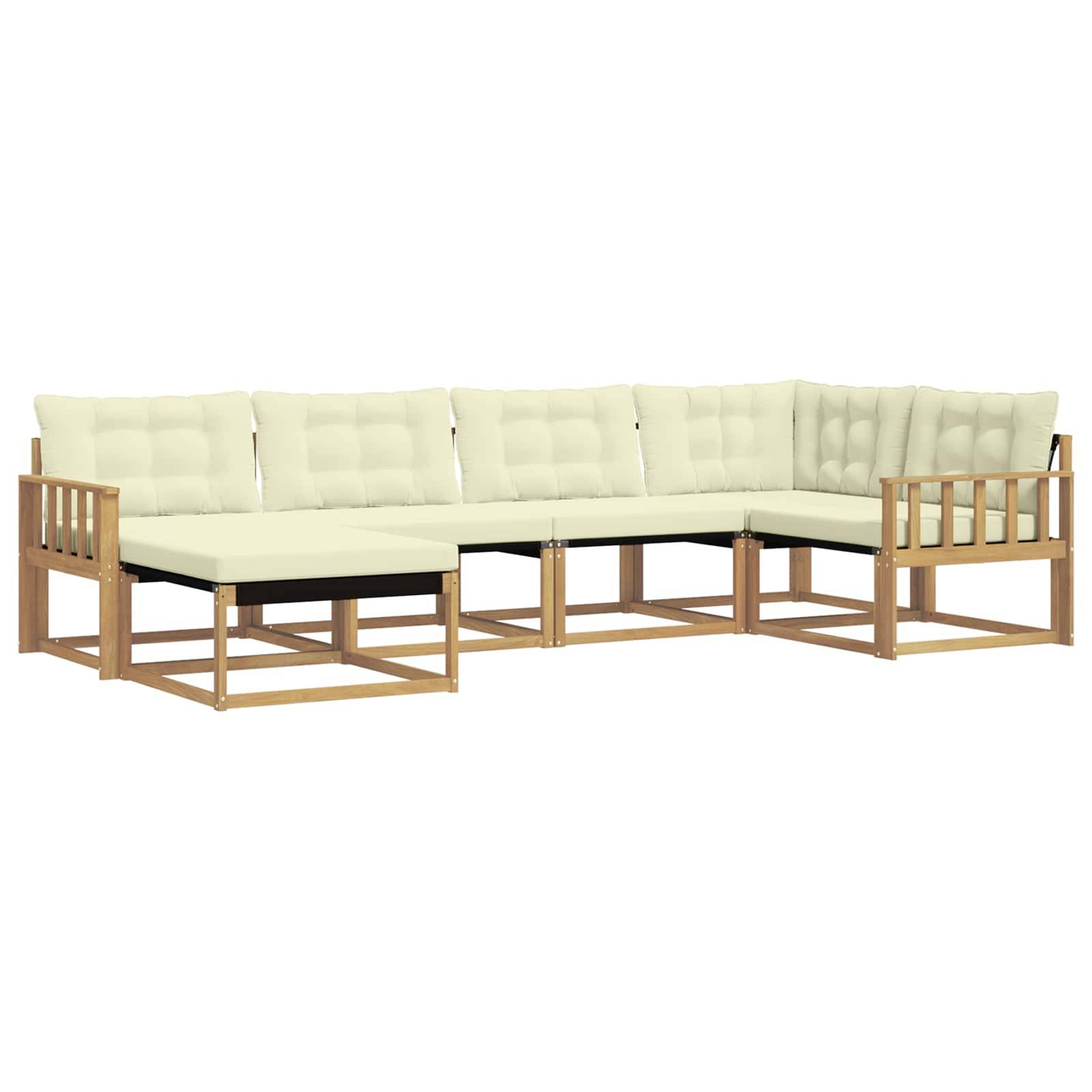 vidaXL Outdoor-Sofagarnitur mit Kissen 6 pcs Weiß und Creme