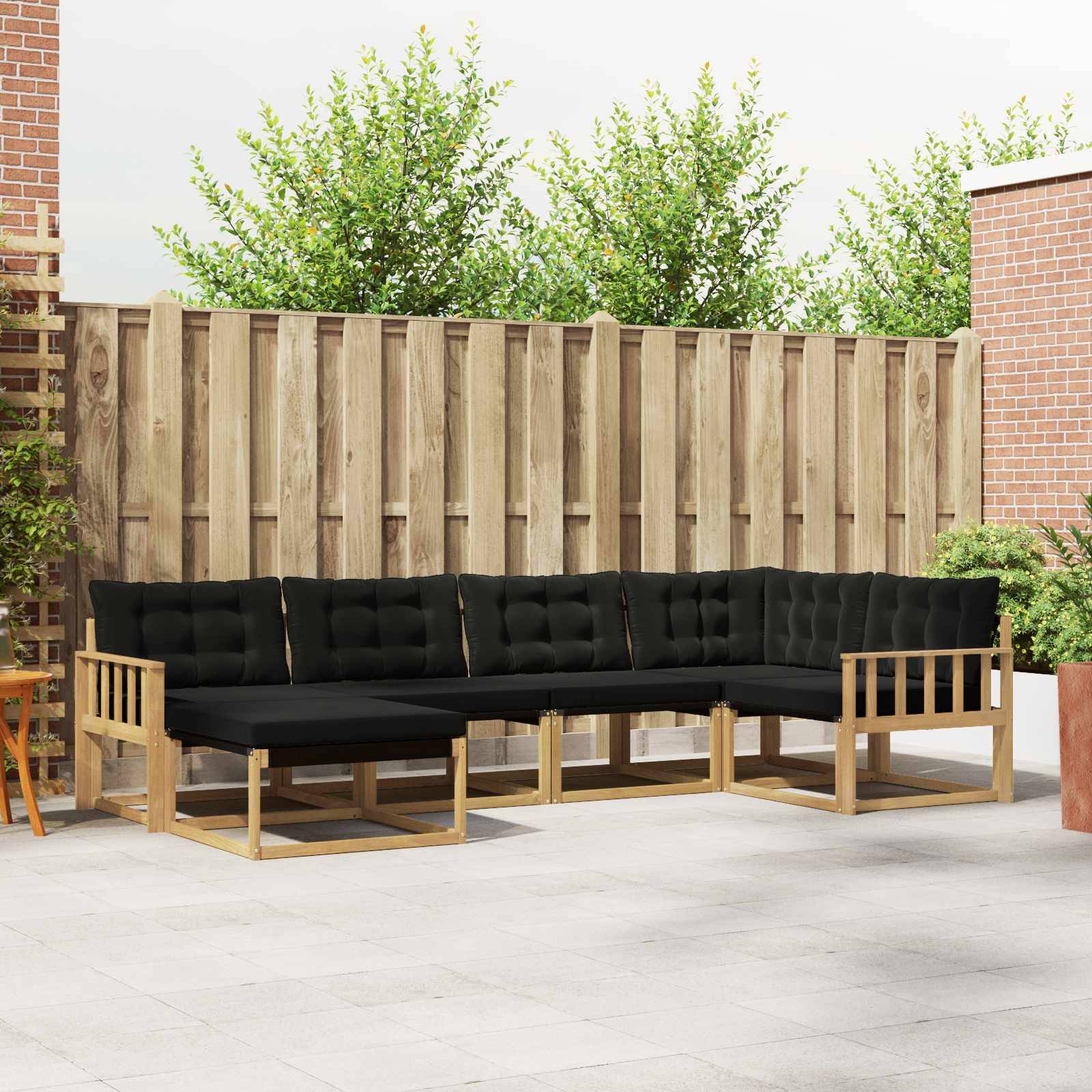vidaXL Outdoor-Sofagarnitur mit Kissen 6 pcs Weiß und Schwarz