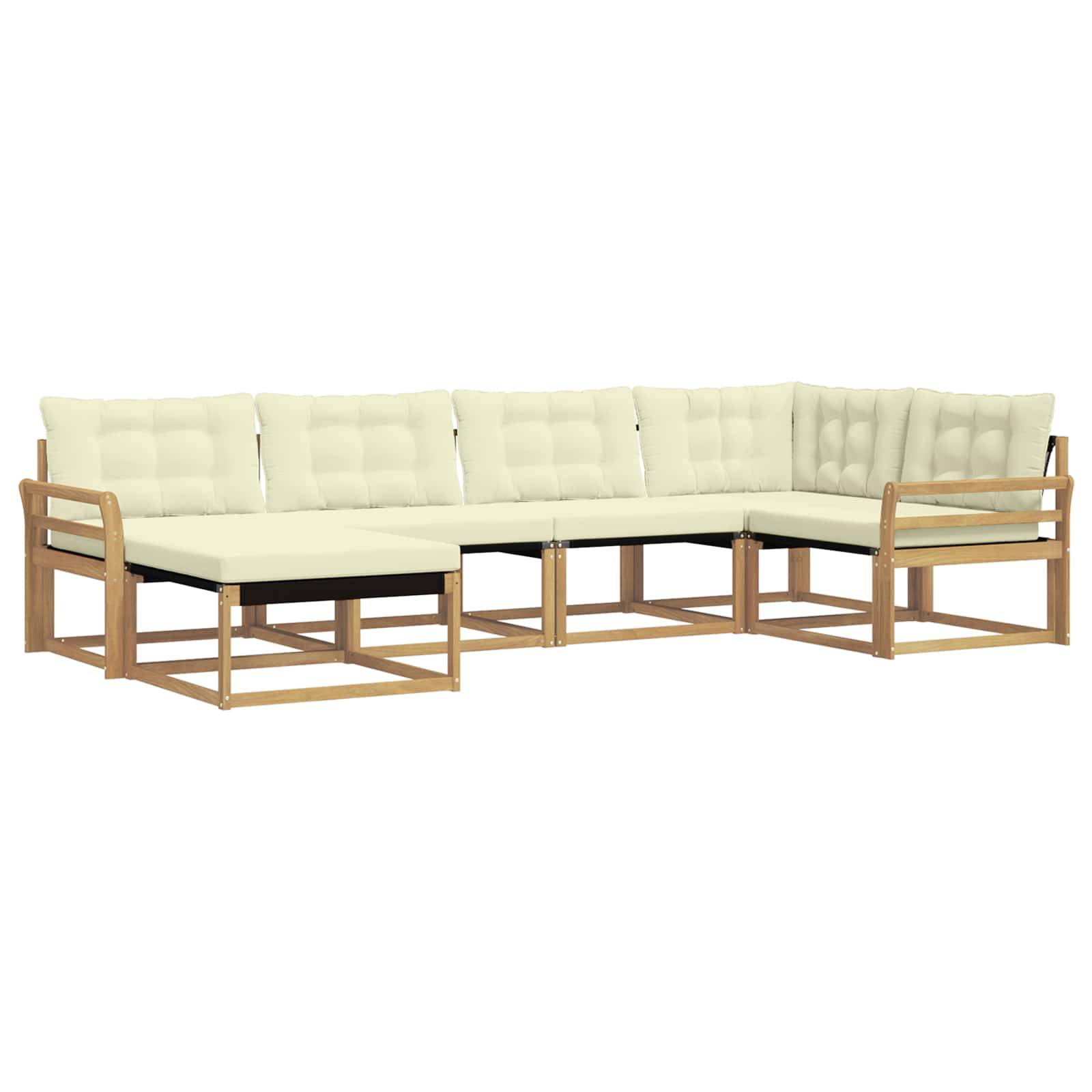 vidaXL Outdoor-Sofagarnitur mit Kissen 6 pcs Weiß und Creme