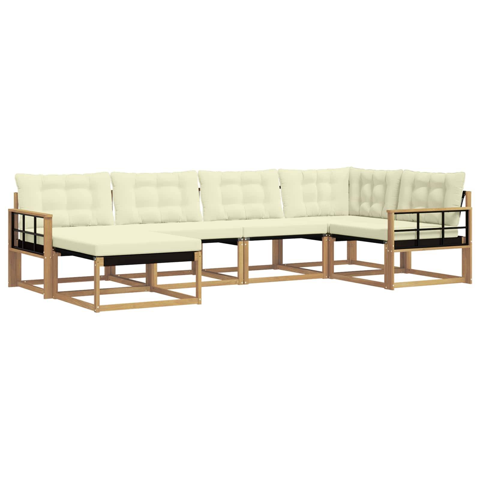 vidaXL Outdoor-Sofagarnitur mit Kissen 6 pcs Weiß und Creme