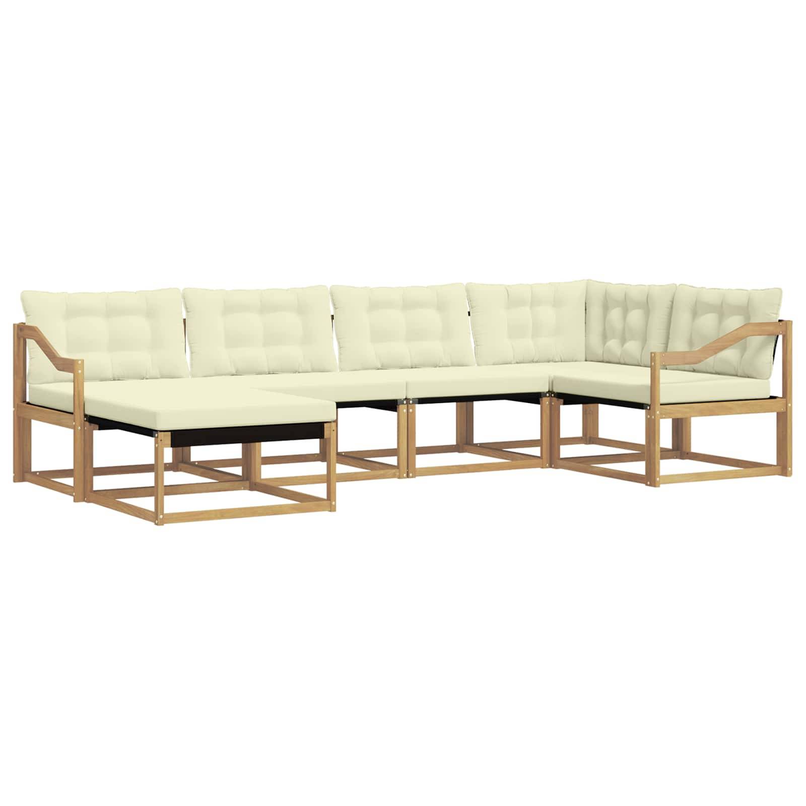 vidaXL Outdoor-Sofagarnitur mit Kissen 6 pcs Weiß und Creme