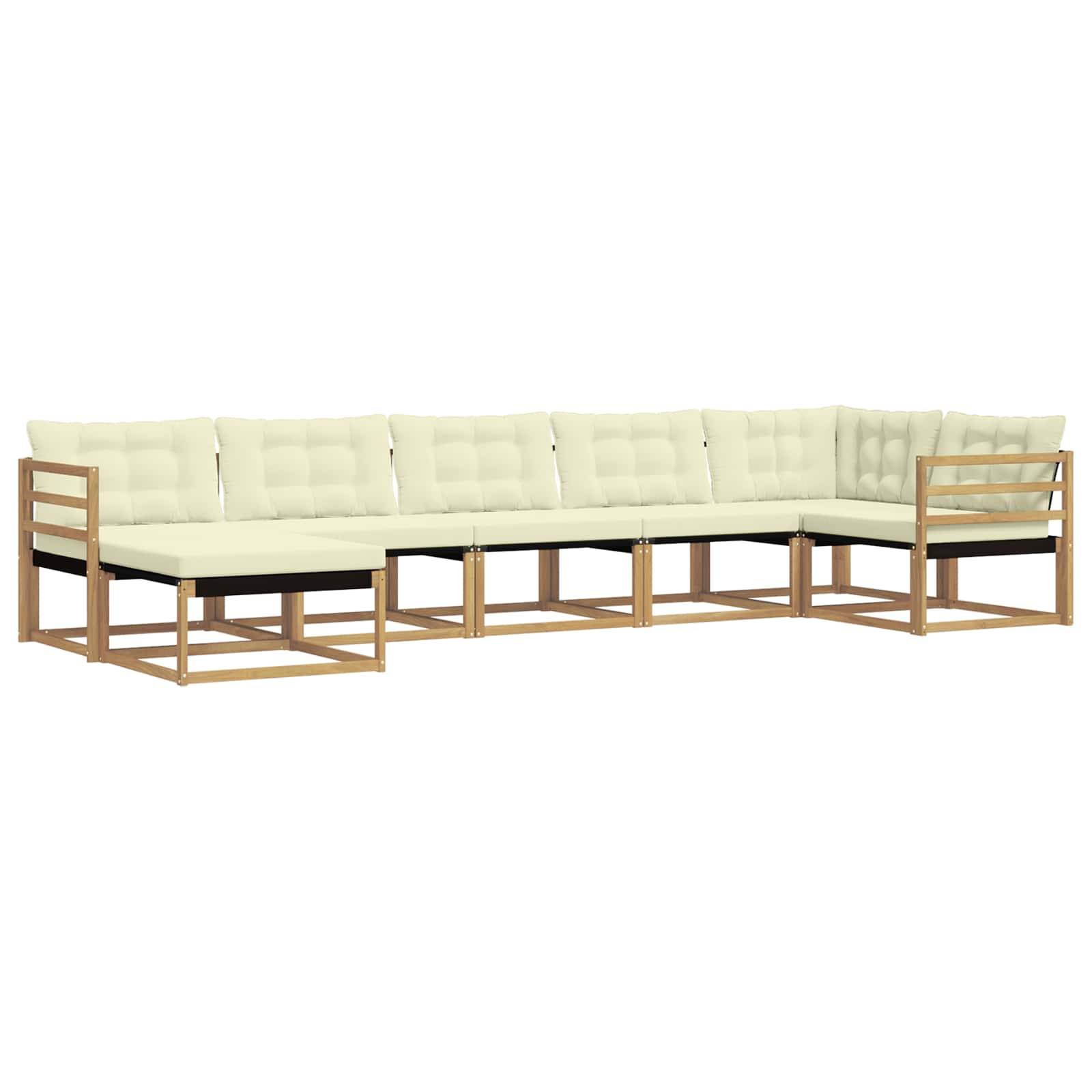 vidaXL Outdoor-Sofagarnitur mit Kissen 7 pcs Weiß und Creme
