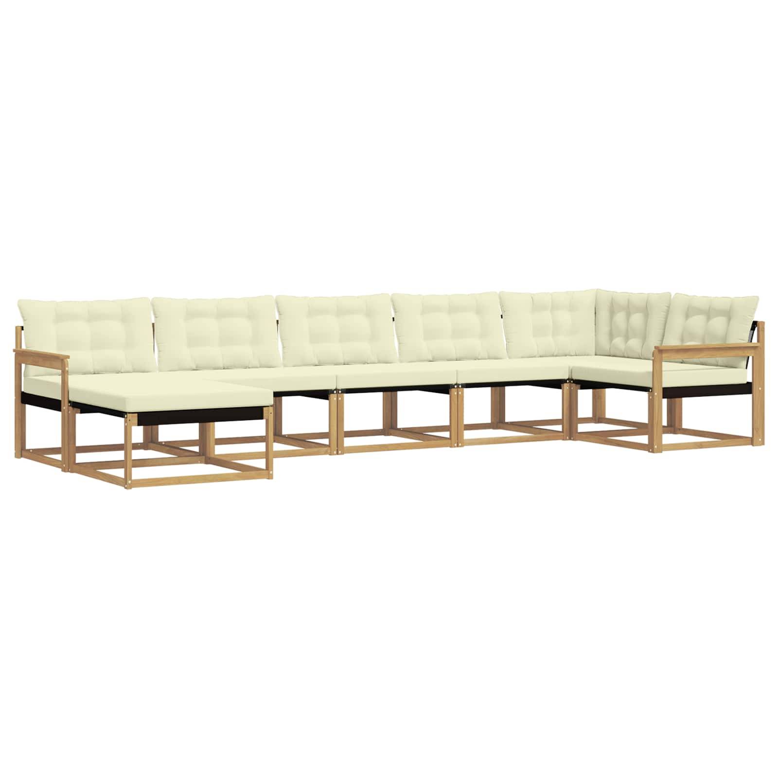 vidaXL Outdoor-Sofagarnitur mit Kissen 7 pcs Weiß und Creme