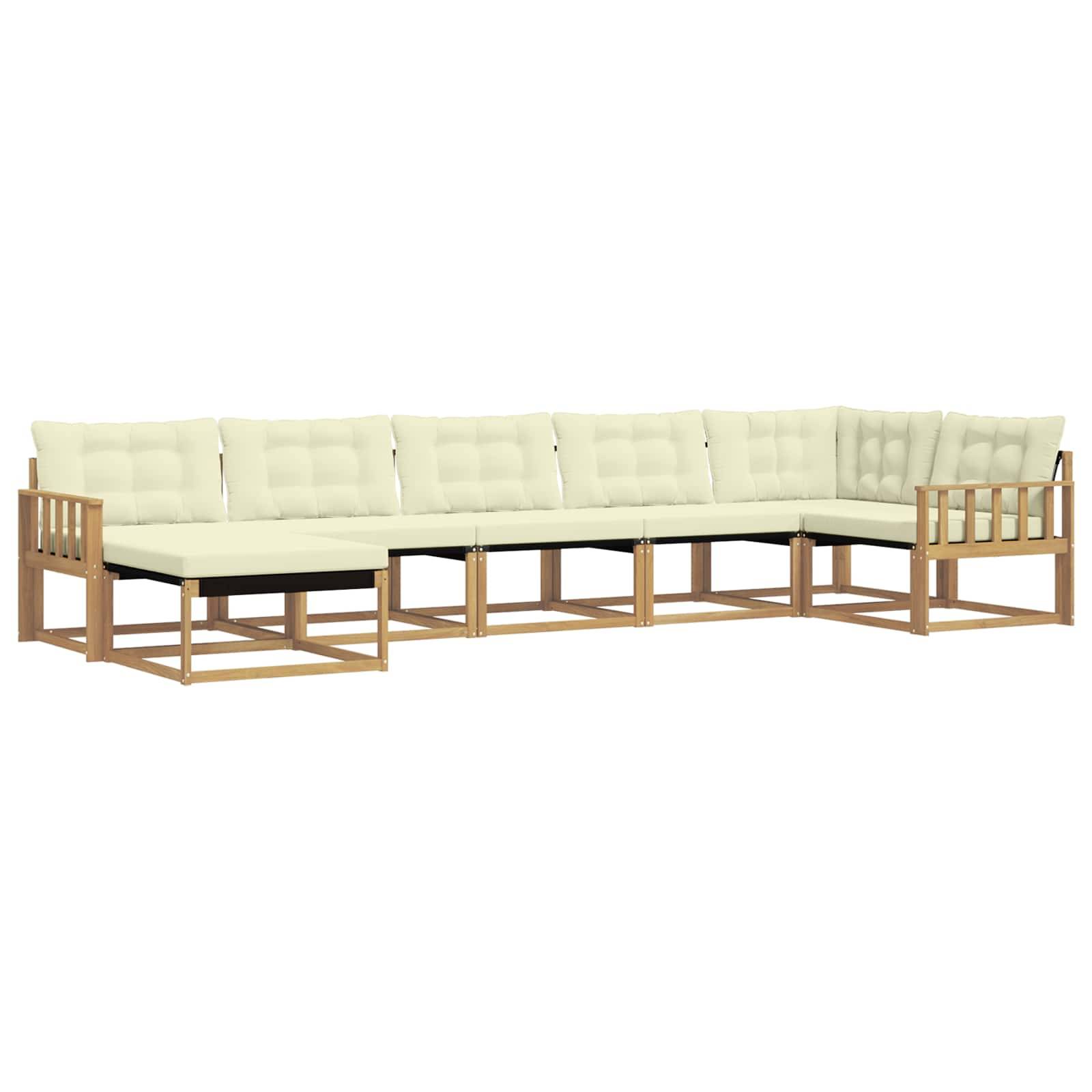 vidaXL Outdoor-Sofagarnitur mit Kissen 7 pcs Weiß und Creme