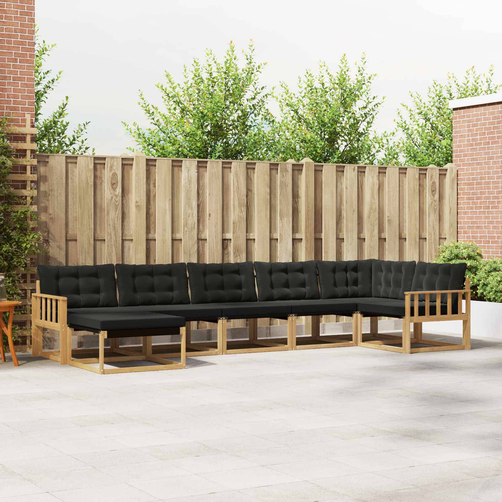 vidaXL Outdoor-Sofagarnitur mit Kissen 7 pcs Weiß und Schwarz