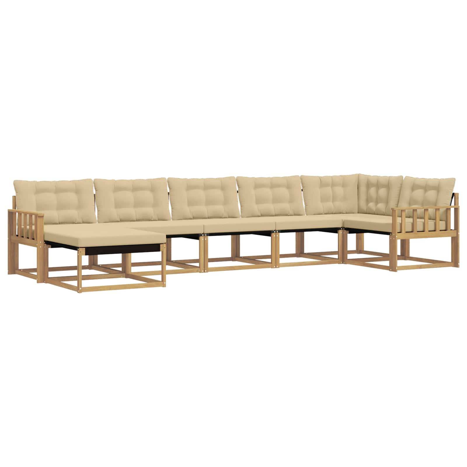 vidaXL Outdoor-Sofagarnitur mit Kissen 7 pcs Weiß und Beige