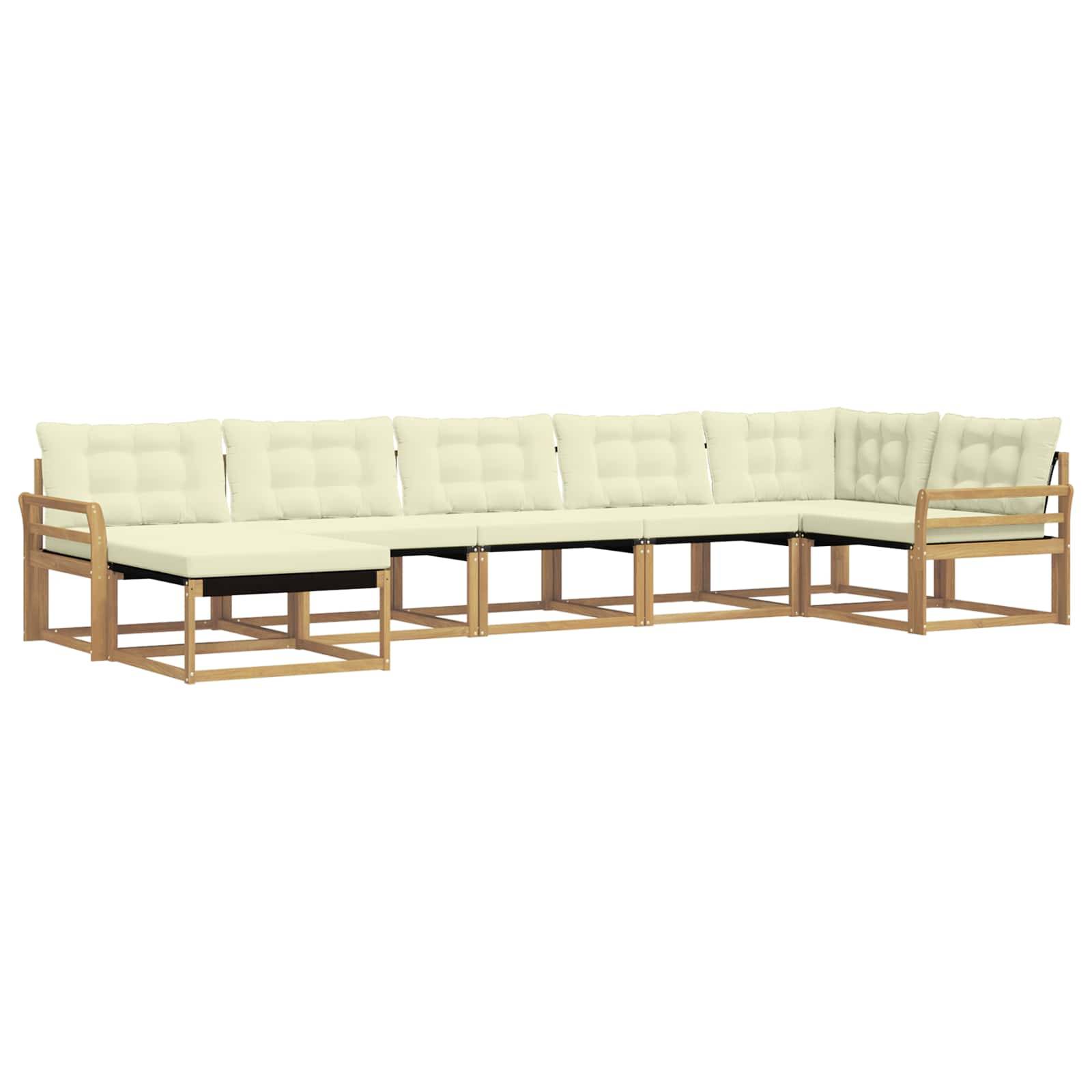 vidaXL Outdoor-Sofagarnitur mit Kissen 7 pcs Weiß und Creme