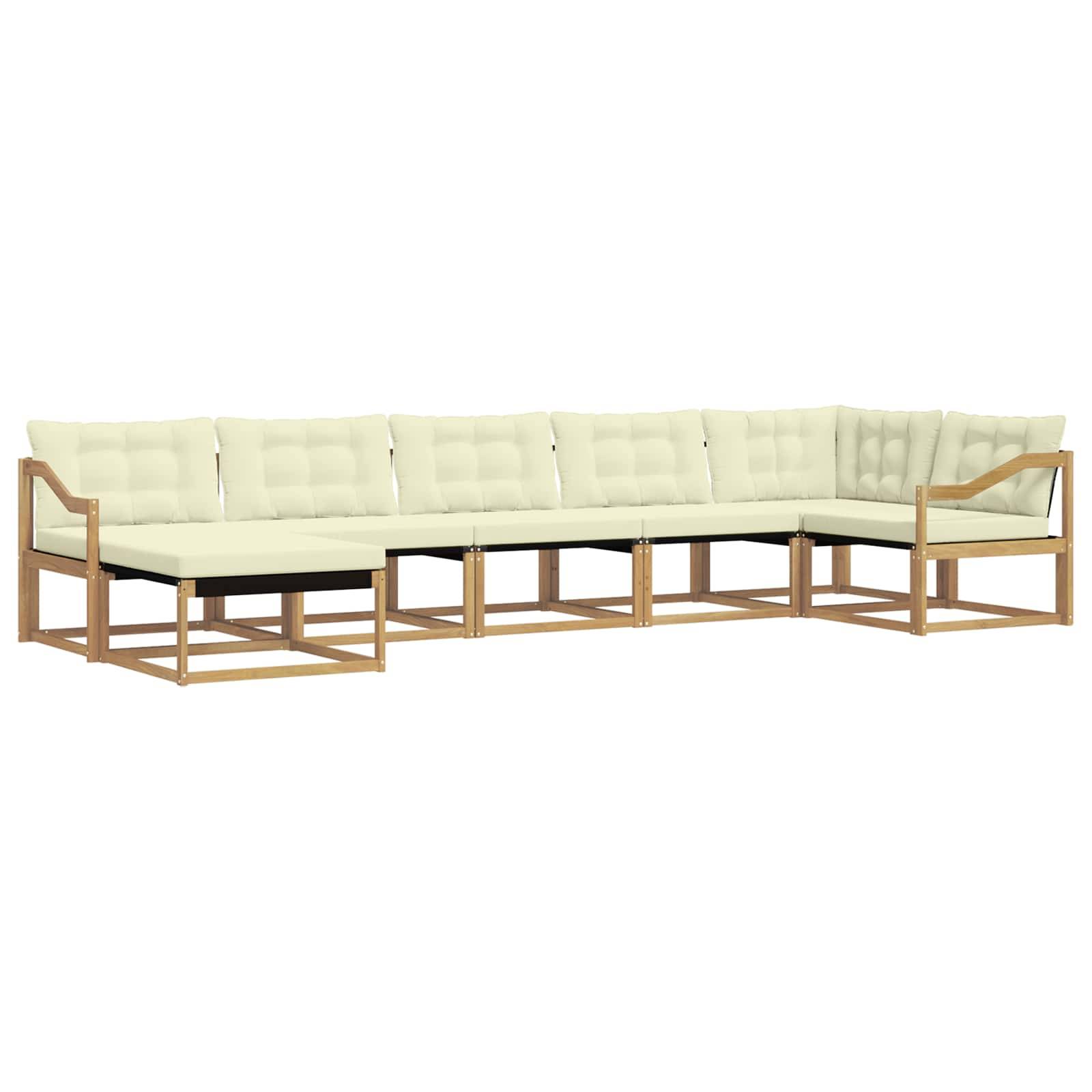 vidaXL Outdoor-Sofagarnitur mit Kissen 7 pcs Weiß und Creme