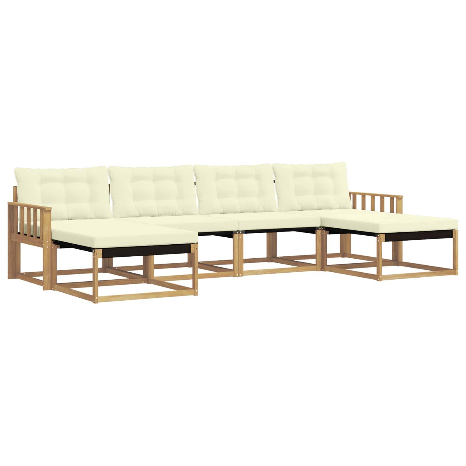 vidaXL Outdoor-Sofagarnitur mit Kissen 6 pcs Weiß und Creme