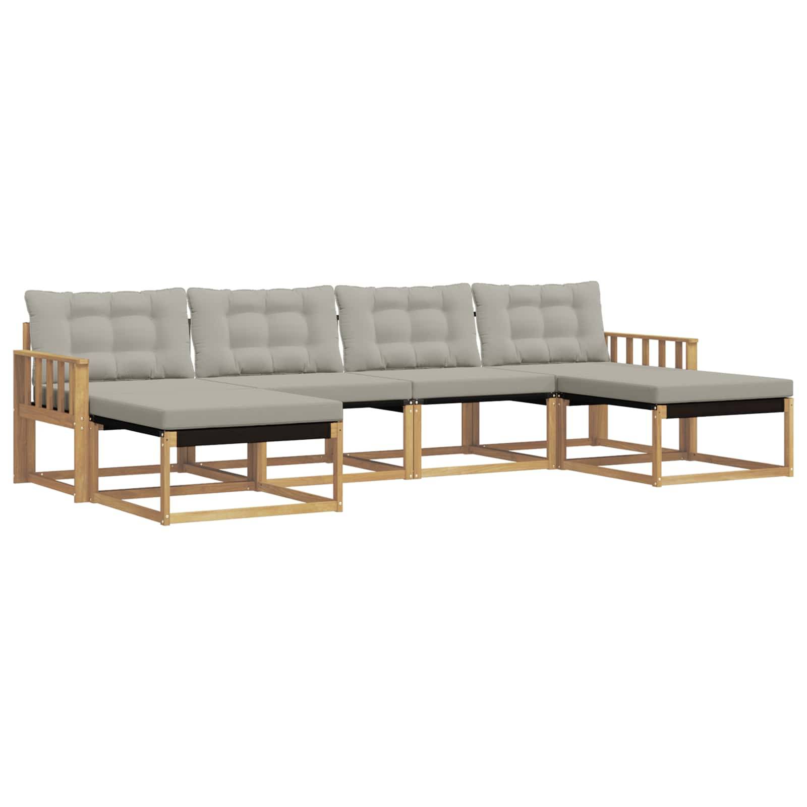 vidaXL Outdoor-Sofagarnitur mit Kissen 6 pcs Weiß und Hellgrau