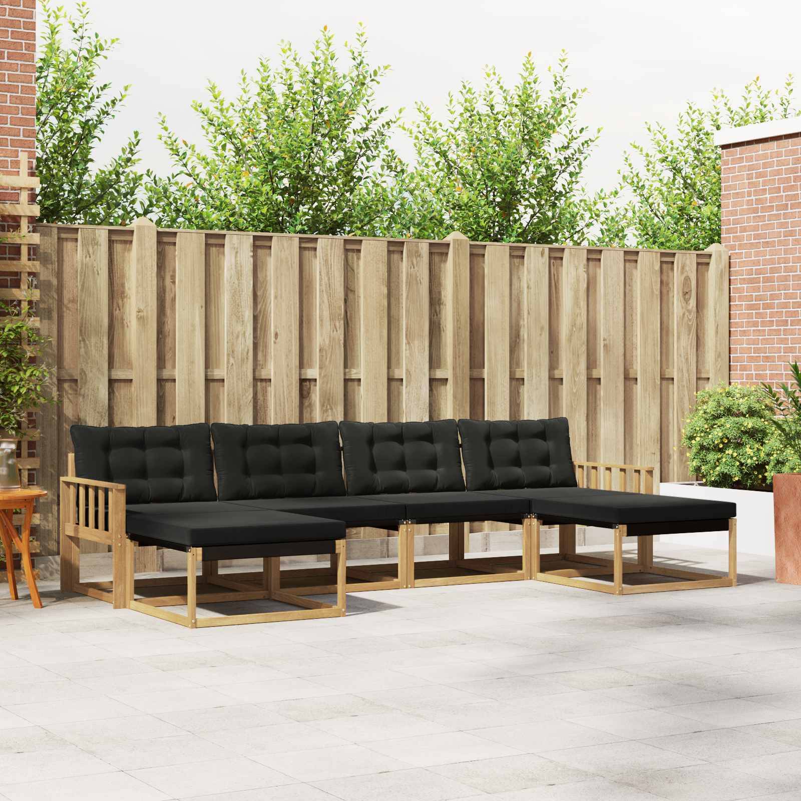 vidaXL Outdoor-Sofagarnitur mit Kissen 6 pcs Weiß und Schwarz